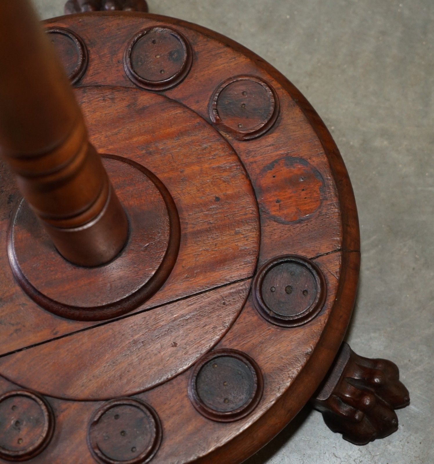 Fine Antique 1880 Mahogany Snooker Cue Stand With Lions Hairy Paw Carved Feet photo buy