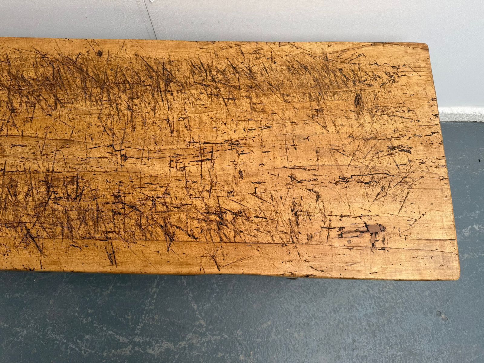 A Long Original Hungarian Antique Oak / Hardwood Pig Bench  161cm photo 695.0
