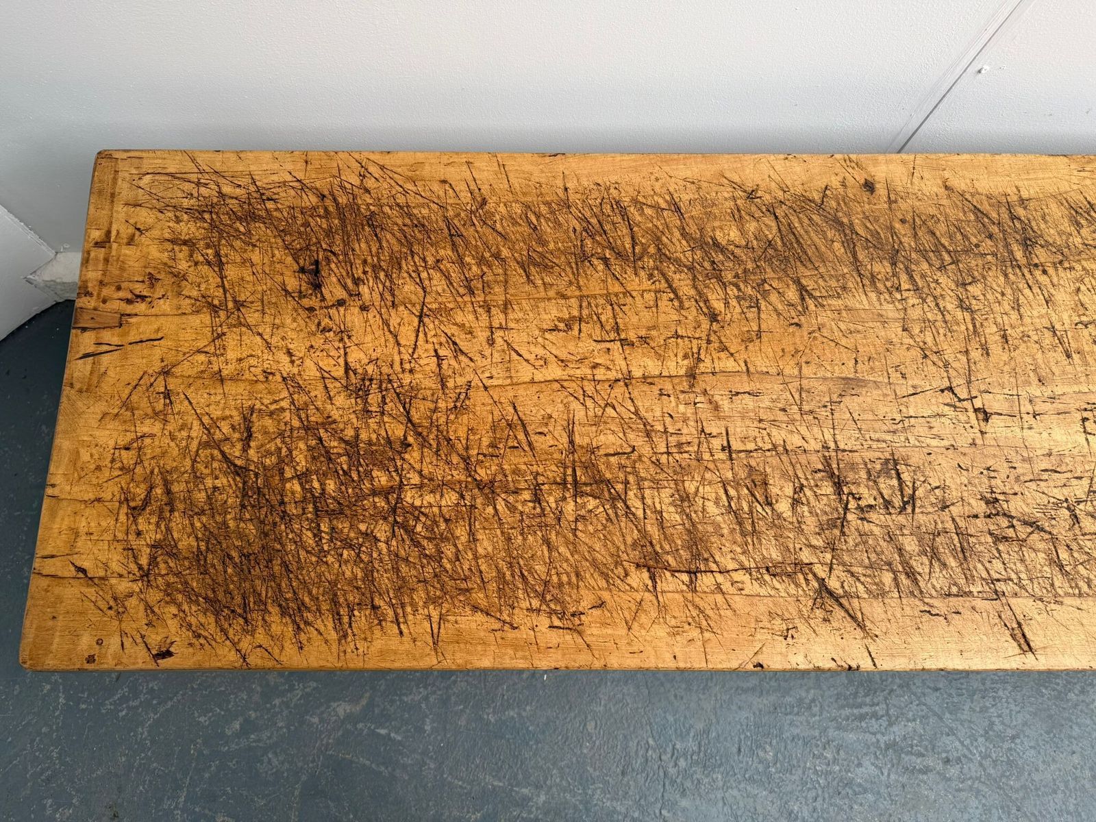 A Long Original Hungarian Antique Oak / Hardwood Pig Bench  161cm photo vinterior