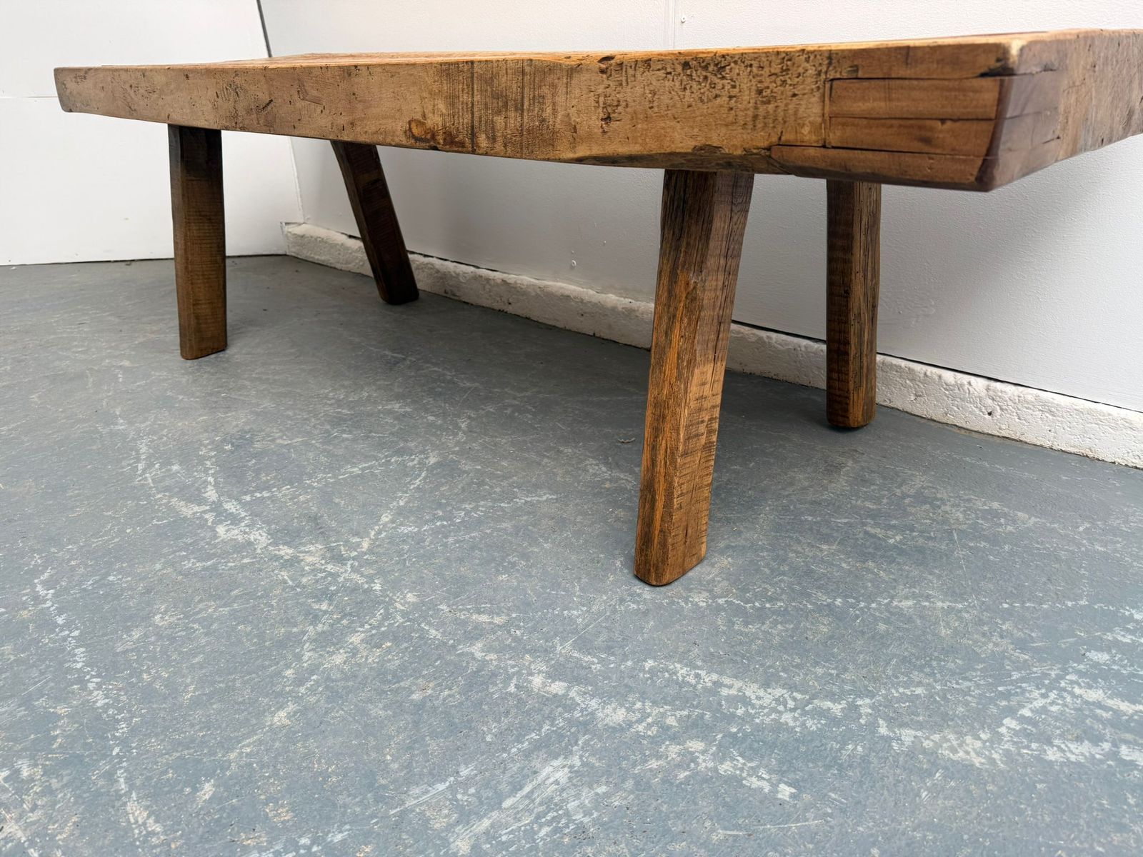 A Long Original Hungarian Antique Oak / Hardwood Pig Bench  161cm photo buy