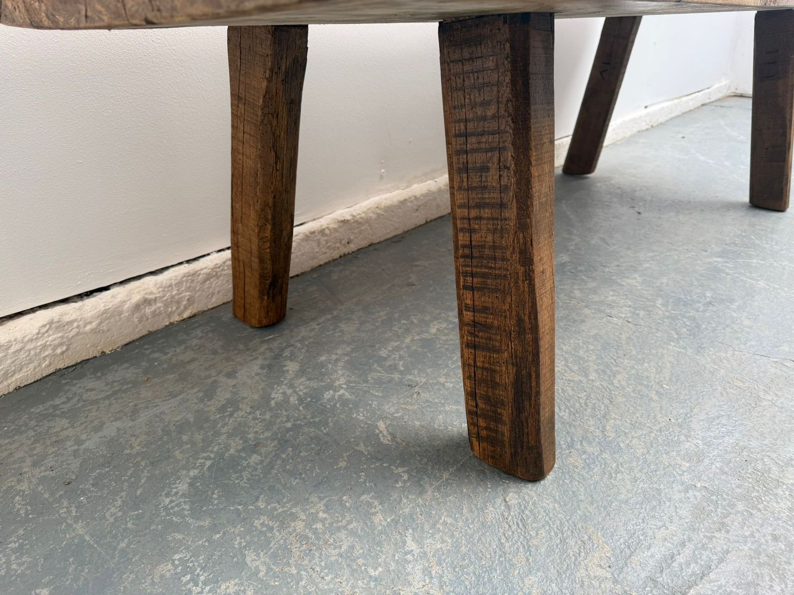 A Long Original Hungarian Antique Oak / Hardwood Pig Bench  161cm photo vintage
