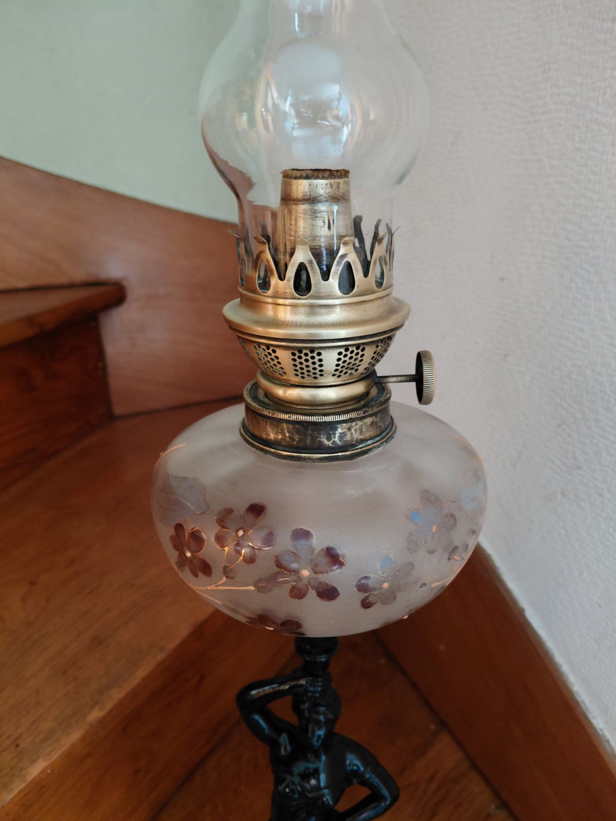 Antique French Lady Figurine Oil Lamp photo buy