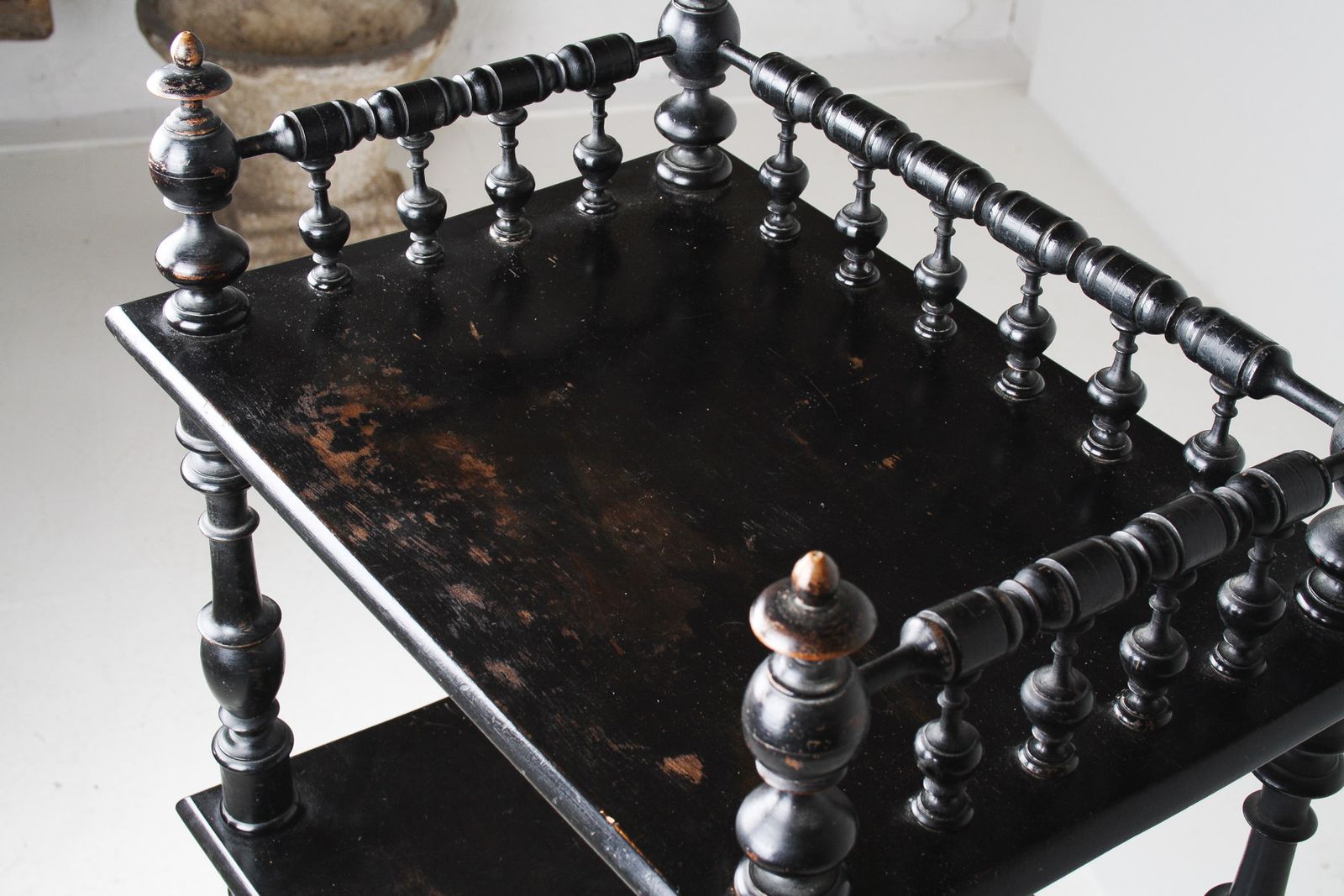 765.0 19th Century Ebonised Whatnot Shelf Unit With Gallery Top photo