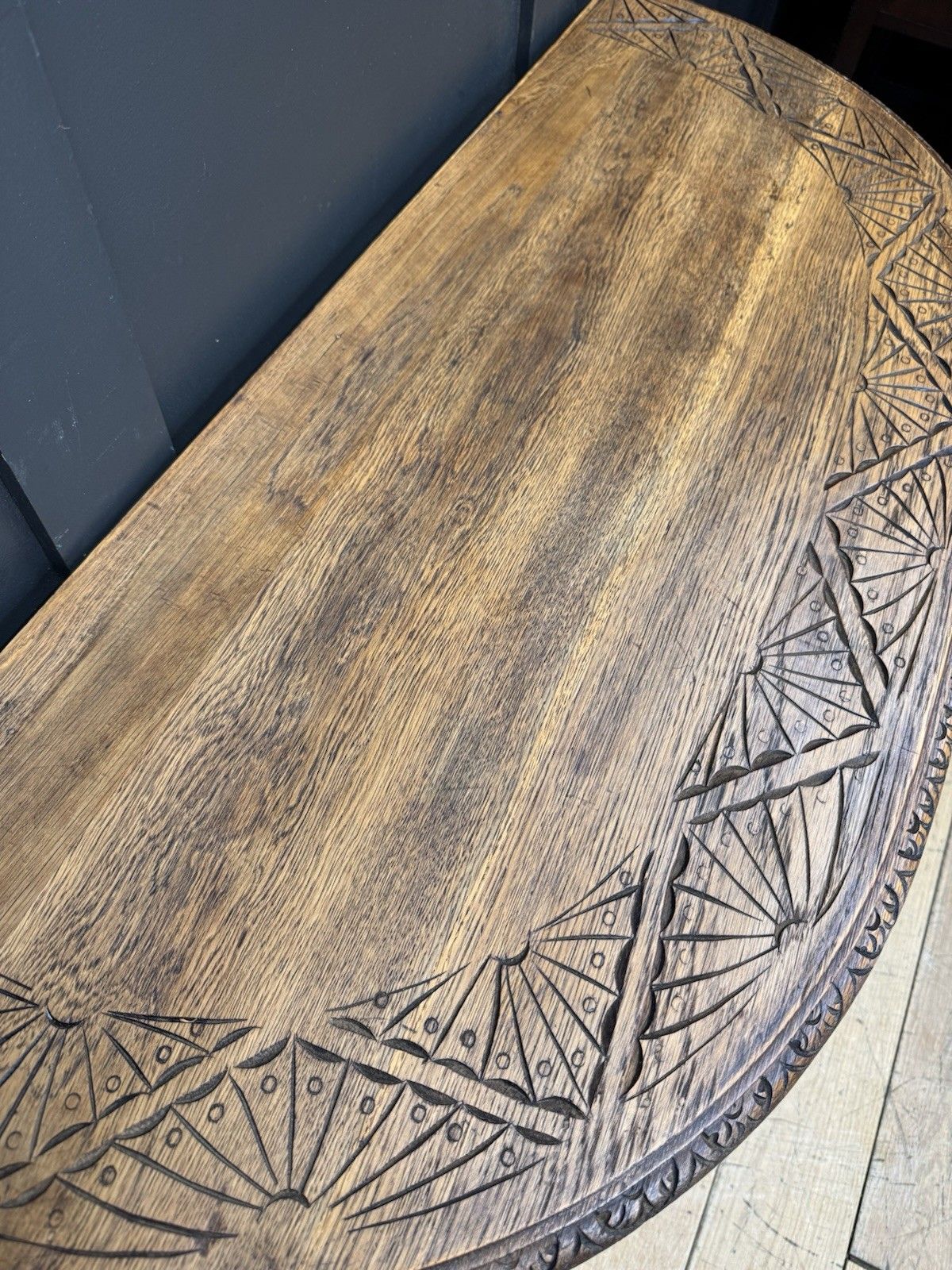 Antique Carved Oak Side Table Console Table Hall Table Drawer Desk Furniture photo vintage