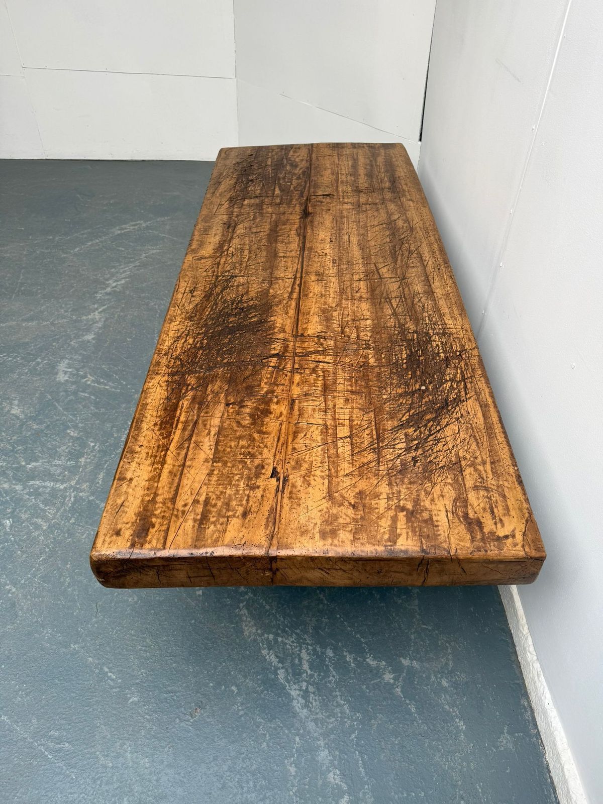 A Huge Original Hungarian Antique Oak/Hardwood Pig Bench 187cm/6ft photo for sale