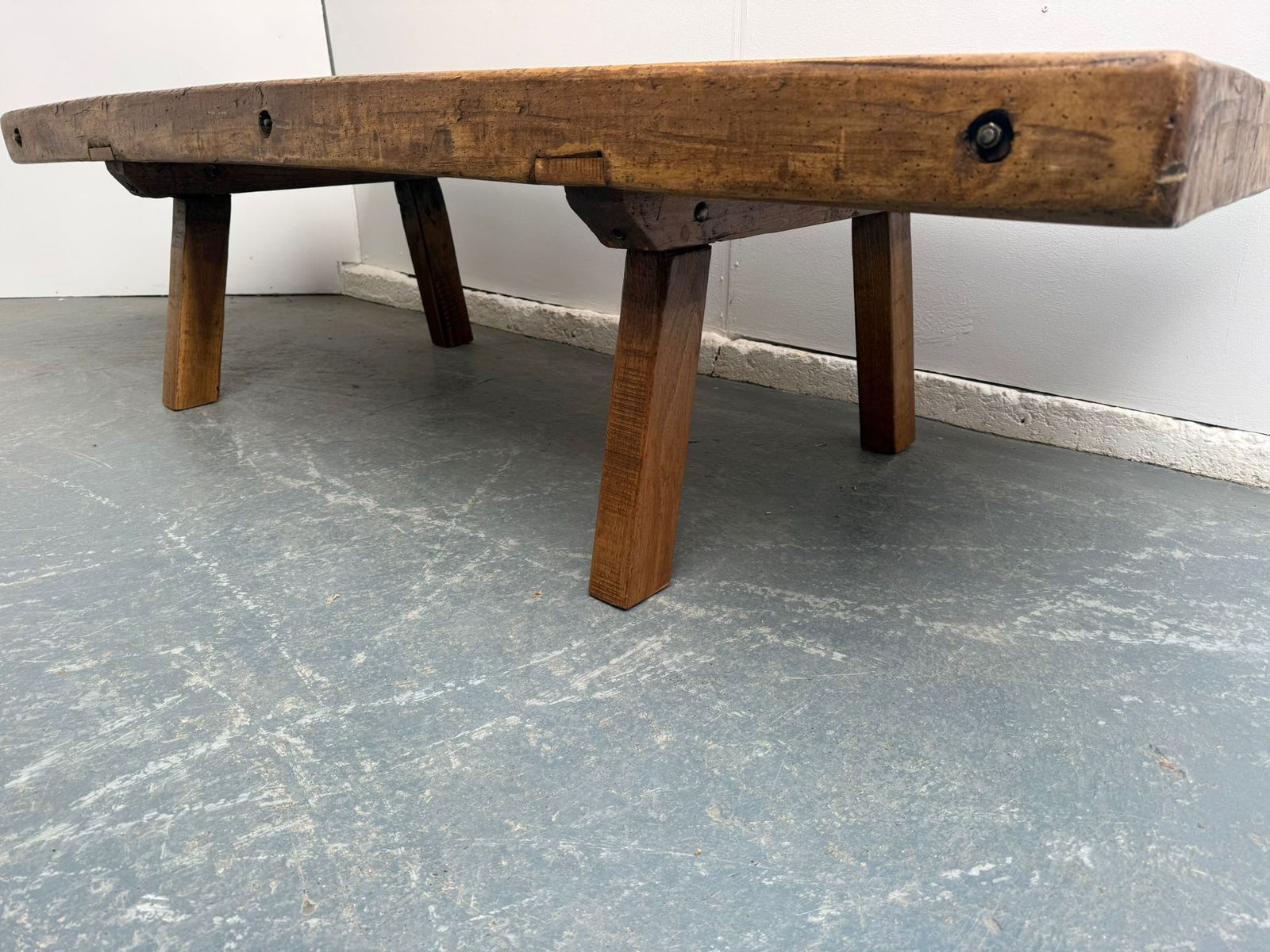 A Huge Original Hungarian Antique Oak/Hardwood Pig Bench 187cm/6ft photo 795.0