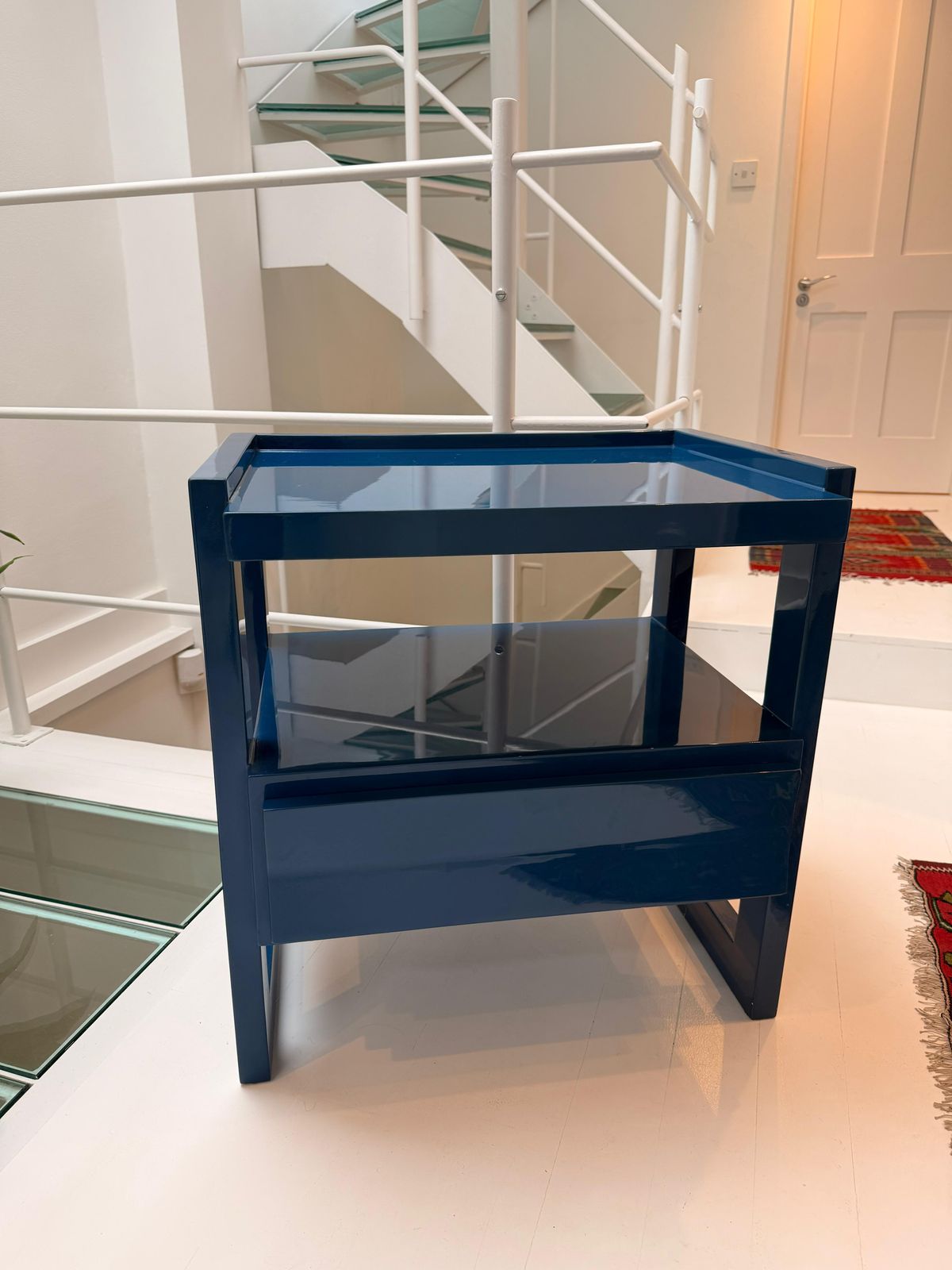 Pair Of Rita Konig For The Lacquer Company, Wide Hudson Nightstand, Marine Blue photo for sale