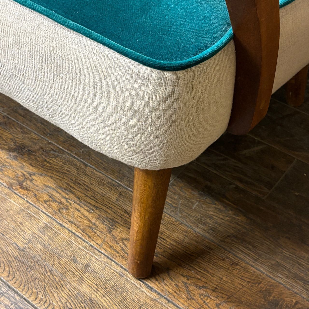 Mid Century Curved Back Sofa photo for sale