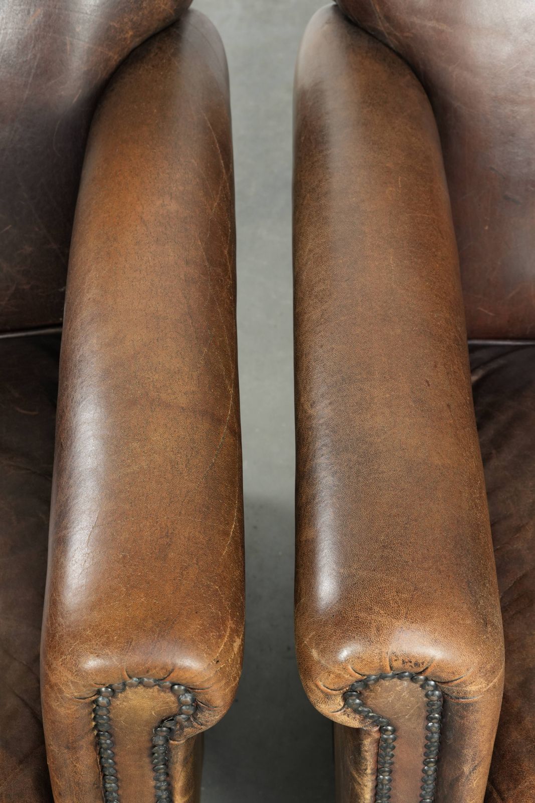 Timeless, Luxurious, And Characterful Set Of Two Sheepskin Designer Armchairs With A Beautiful Patina photo vintage