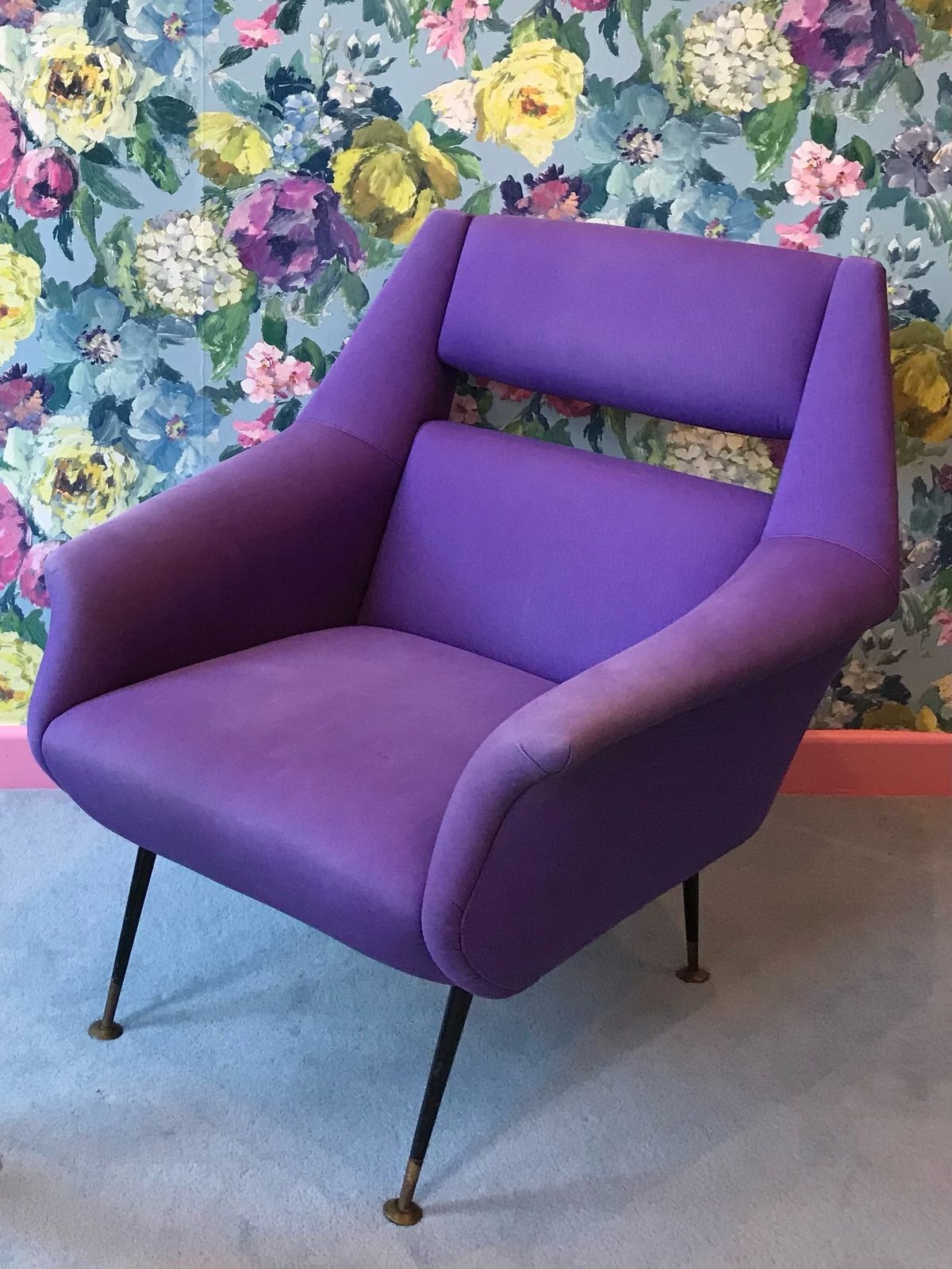 Set Of Two Mid Century Purple Chairs Gigi Radice For Minotti photo for sale