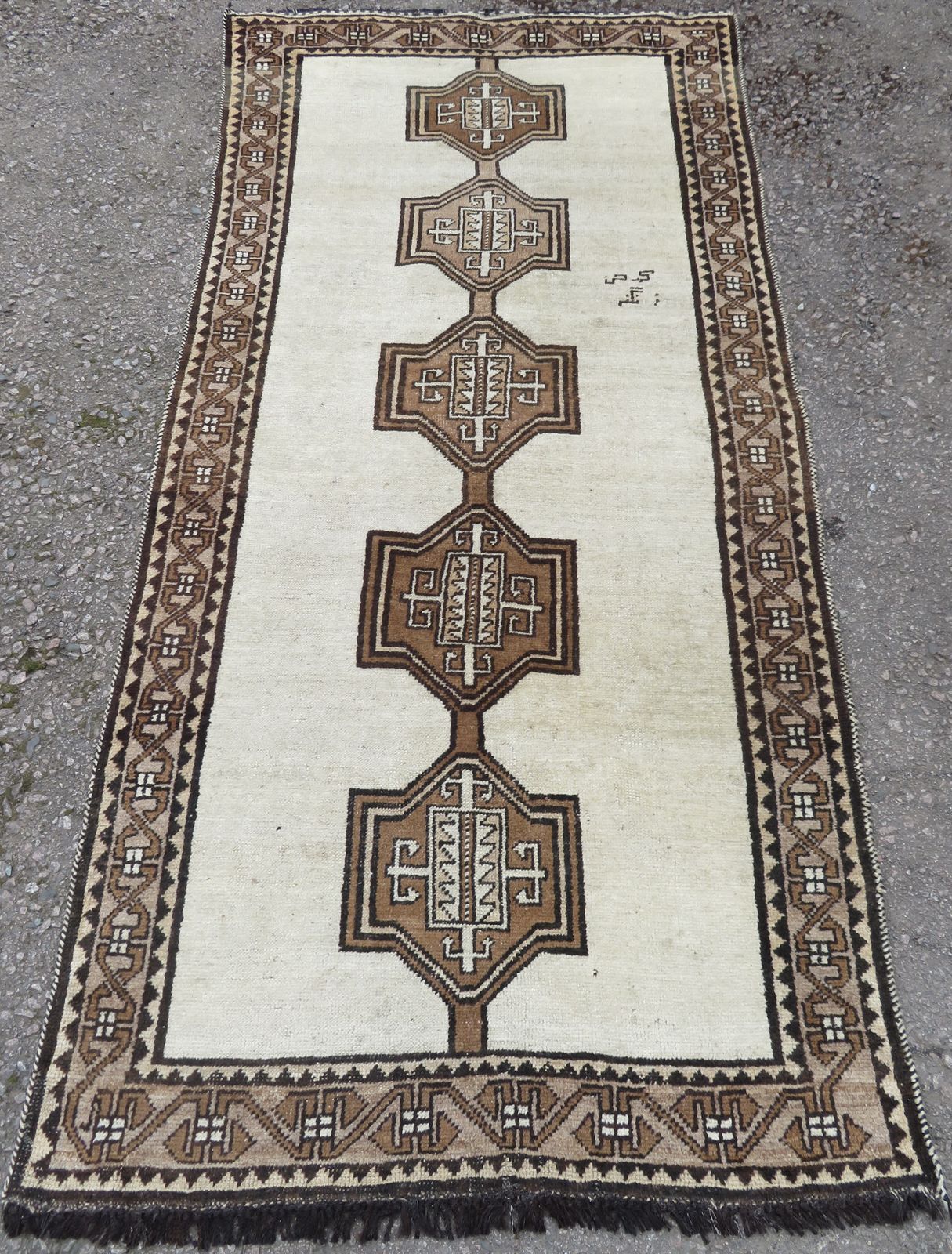 Antique Gabbeh Long Tribal Rug. 239cm X 117cm.