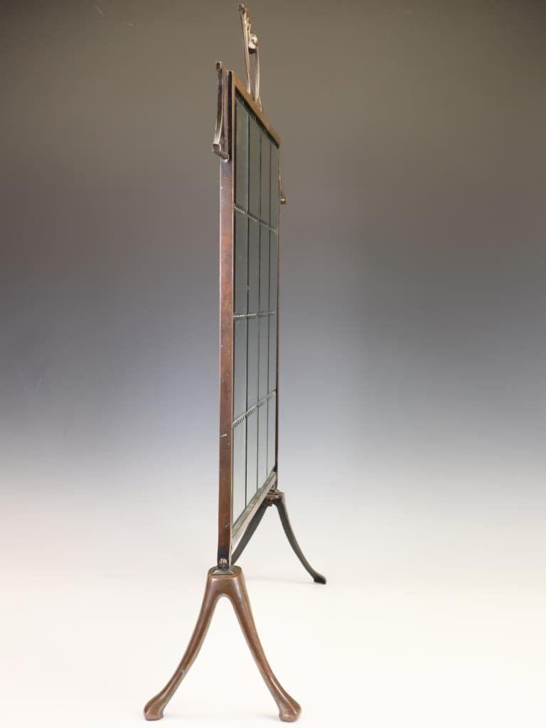 Art Nouveau Copper Firescreen With Bevelled Mirror Panel, C. 1900 photo furniture