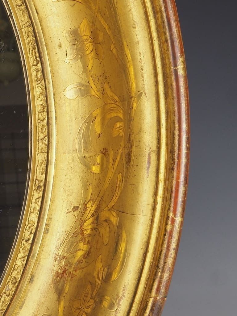 Home Decor Early 19th Century French Oval Giltwood Mirror Frame (Restauration/Louis Philippe) photo