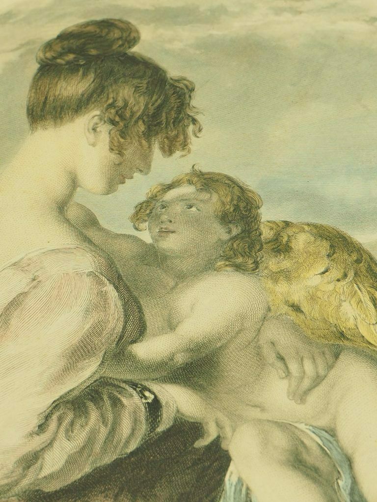 19th Century Original Print  The Dangerous Playmate  By William Etty photo vintage