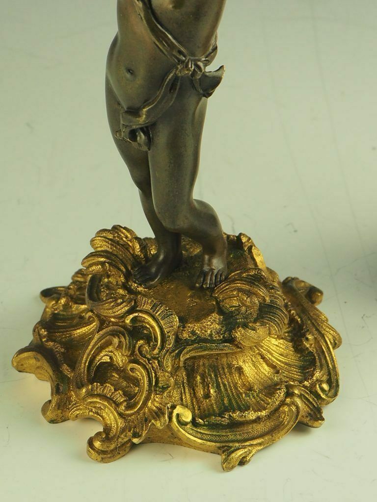 photo buy Pair Of 19th Century Bronze And Ormolu Twin Light Cherub Candelabra
