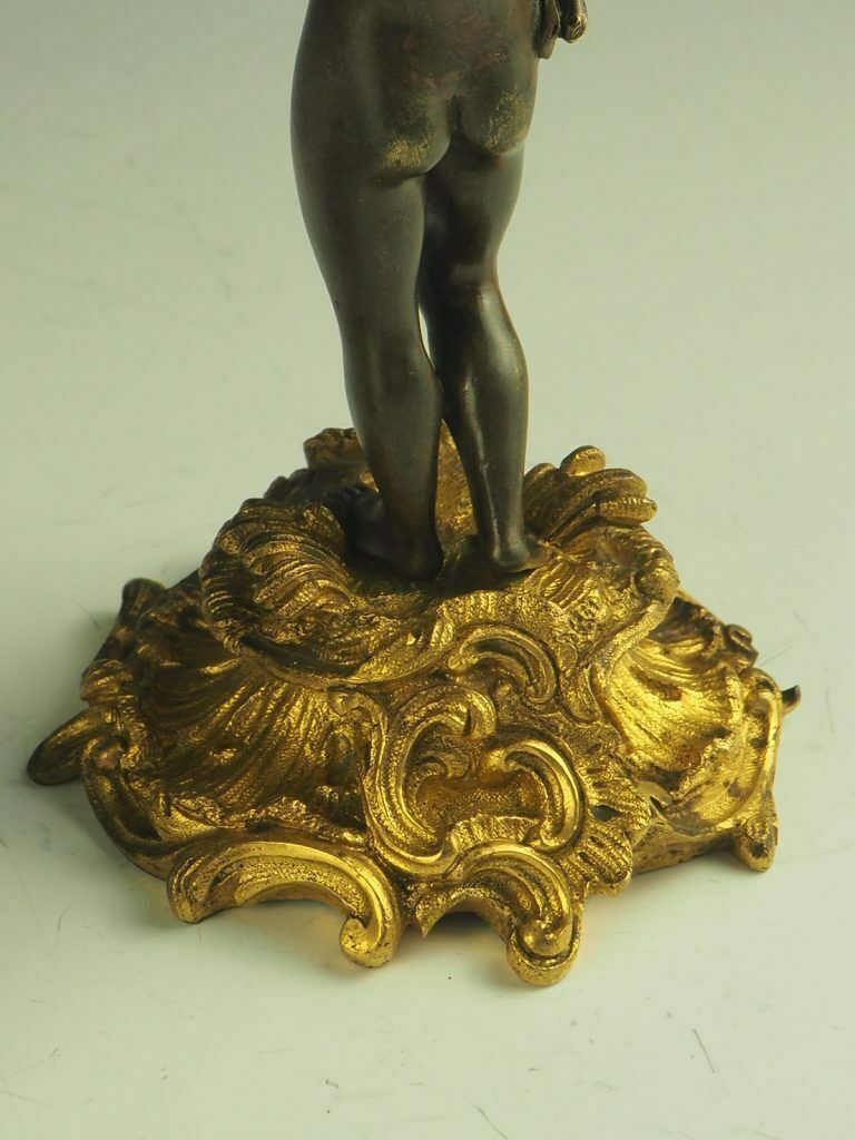 photo vintage Pair Of 19th Century Bronze And Ormolu Twin Light Cherub Candelabra