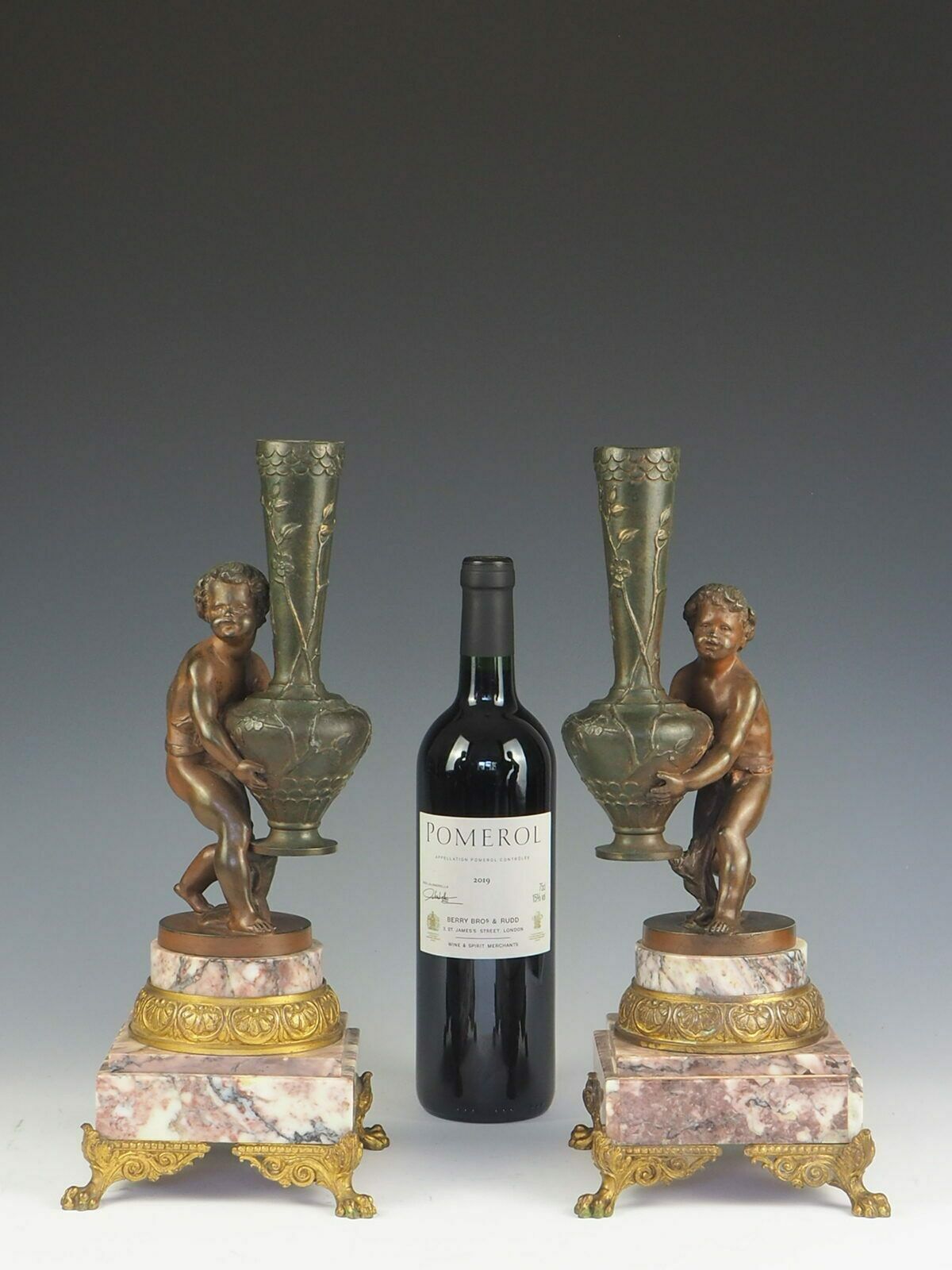 Pair Of 19th Century French Cherubs ‘Putti’ Flower Vases photo furniture