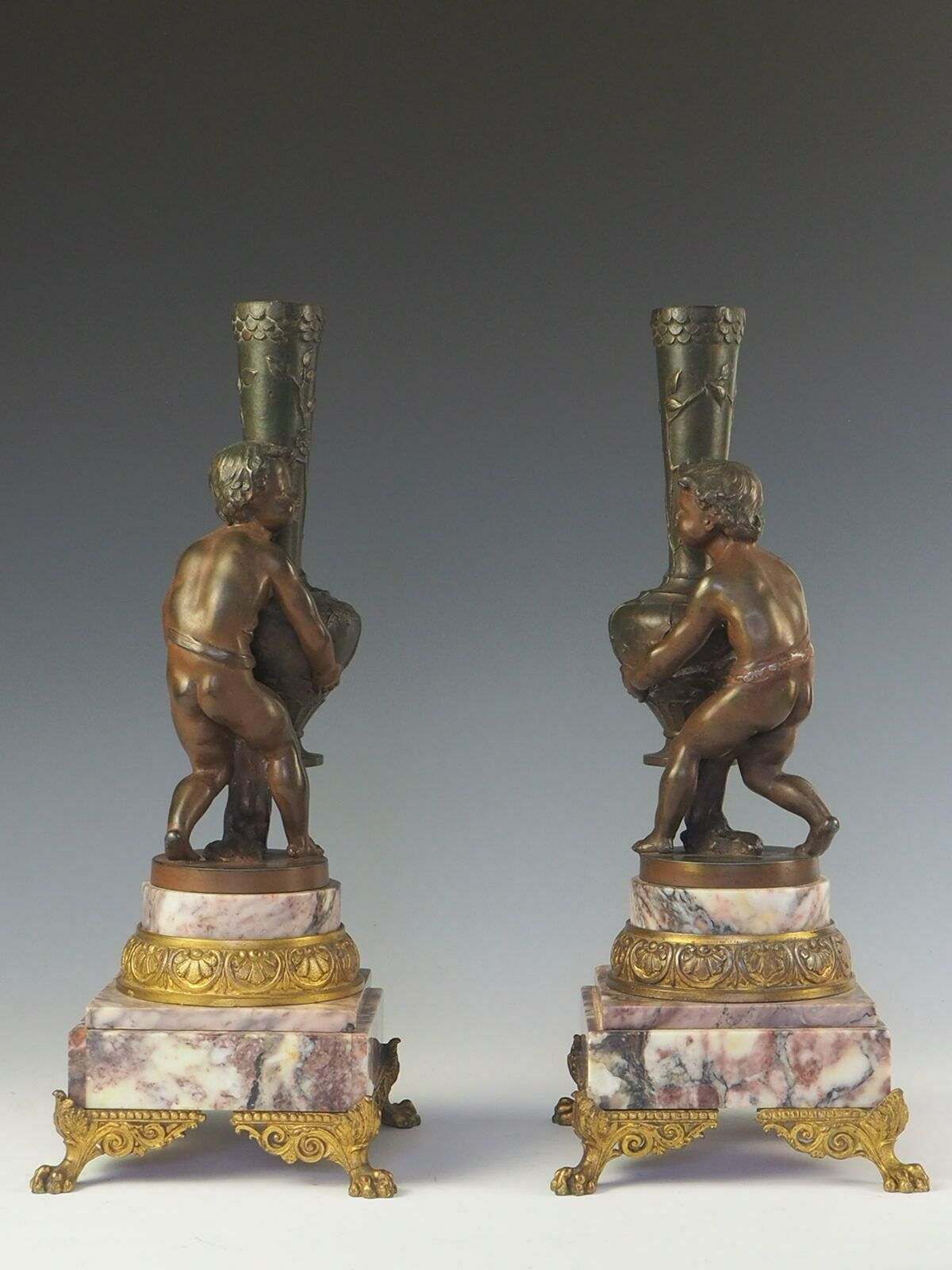 photo for sale Pair Of 19th Century French Cherubs ‘Putti’ Flower Vases