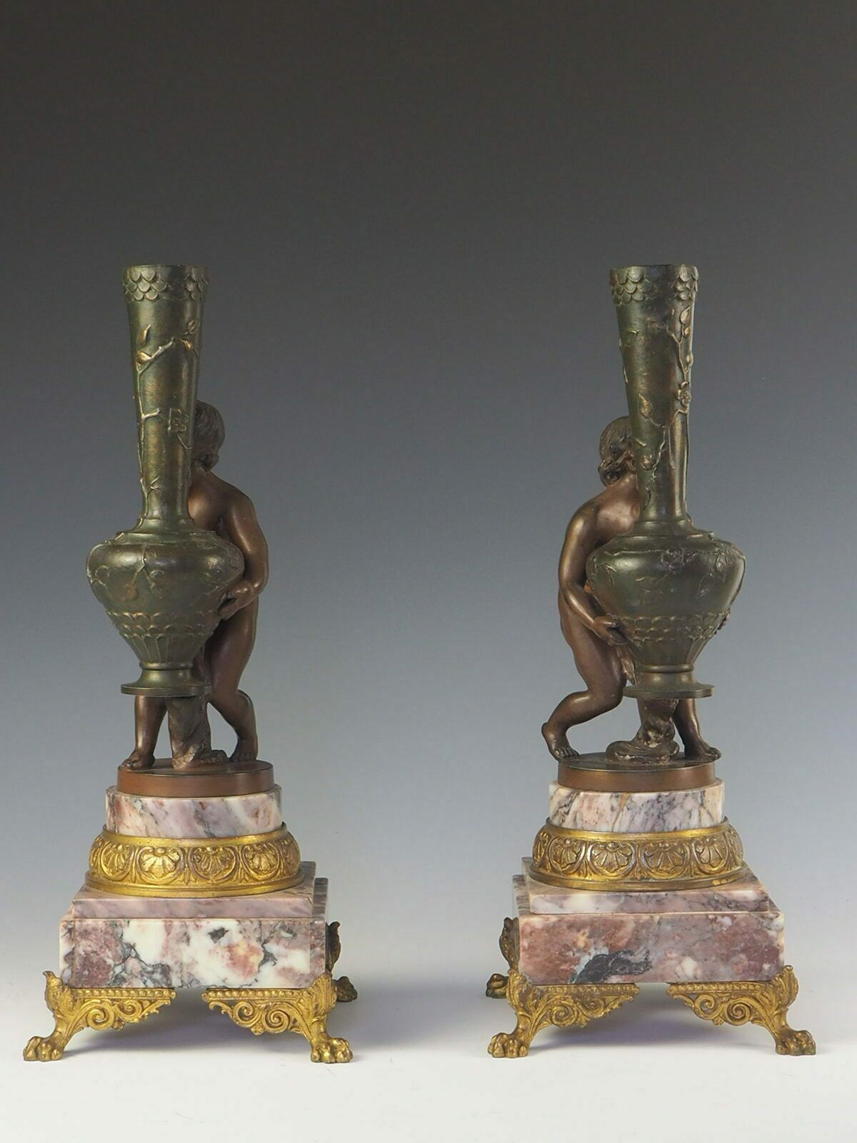 350.0 Pair Of 19th Century French Cherubs ‘Putti’ Flower Vases photo