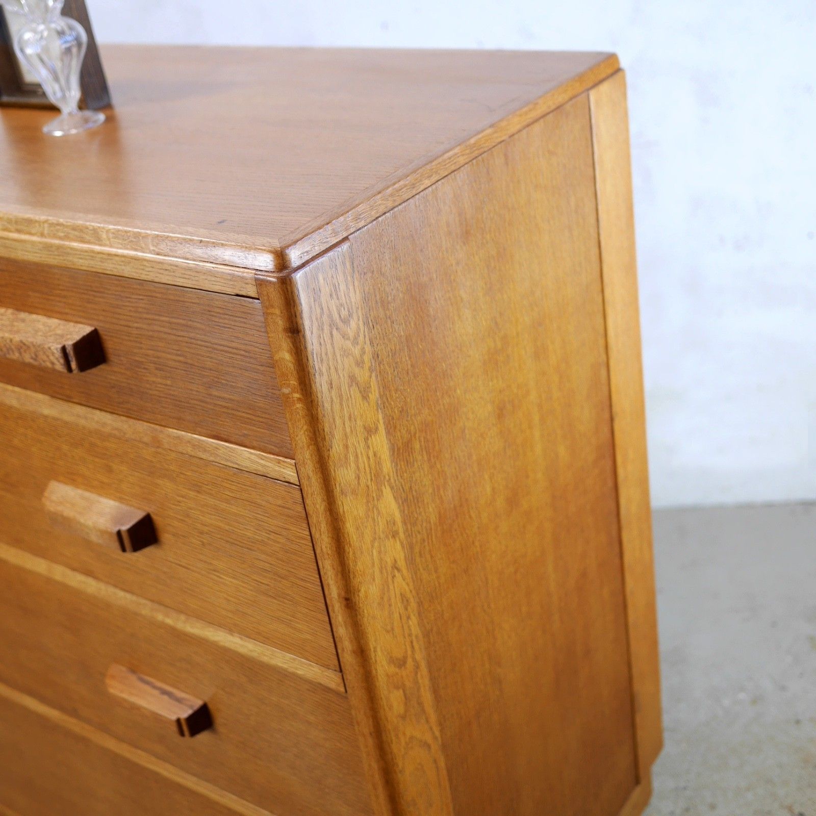 photo for sale Vintage Mid Century Chest 5 Drawers Plan Chest Mod Air Ministry Oak #103059