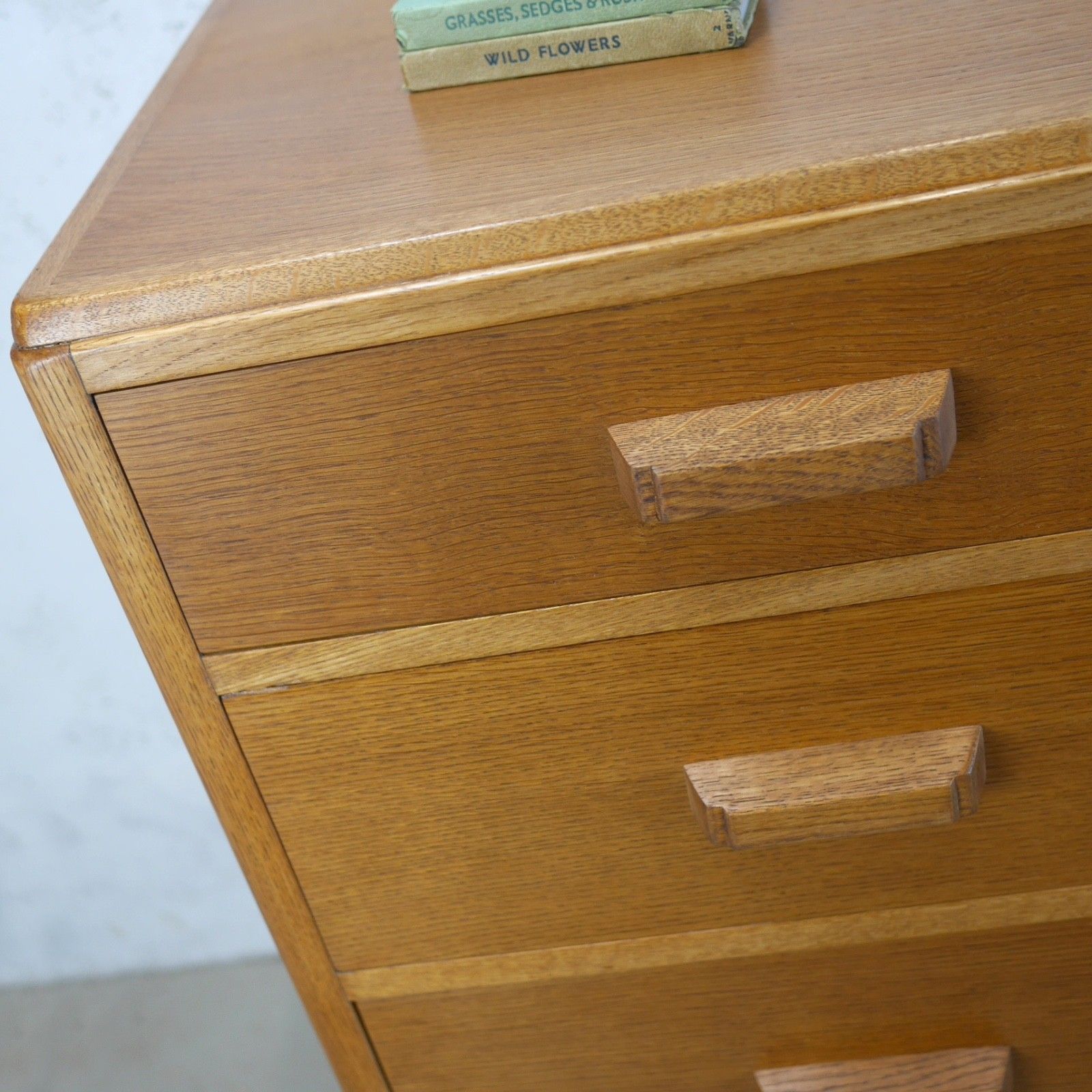 photo buy Vintage Mid Century Chest 5 Drawers Plan Chest Mod Air Ministry Oak #103059