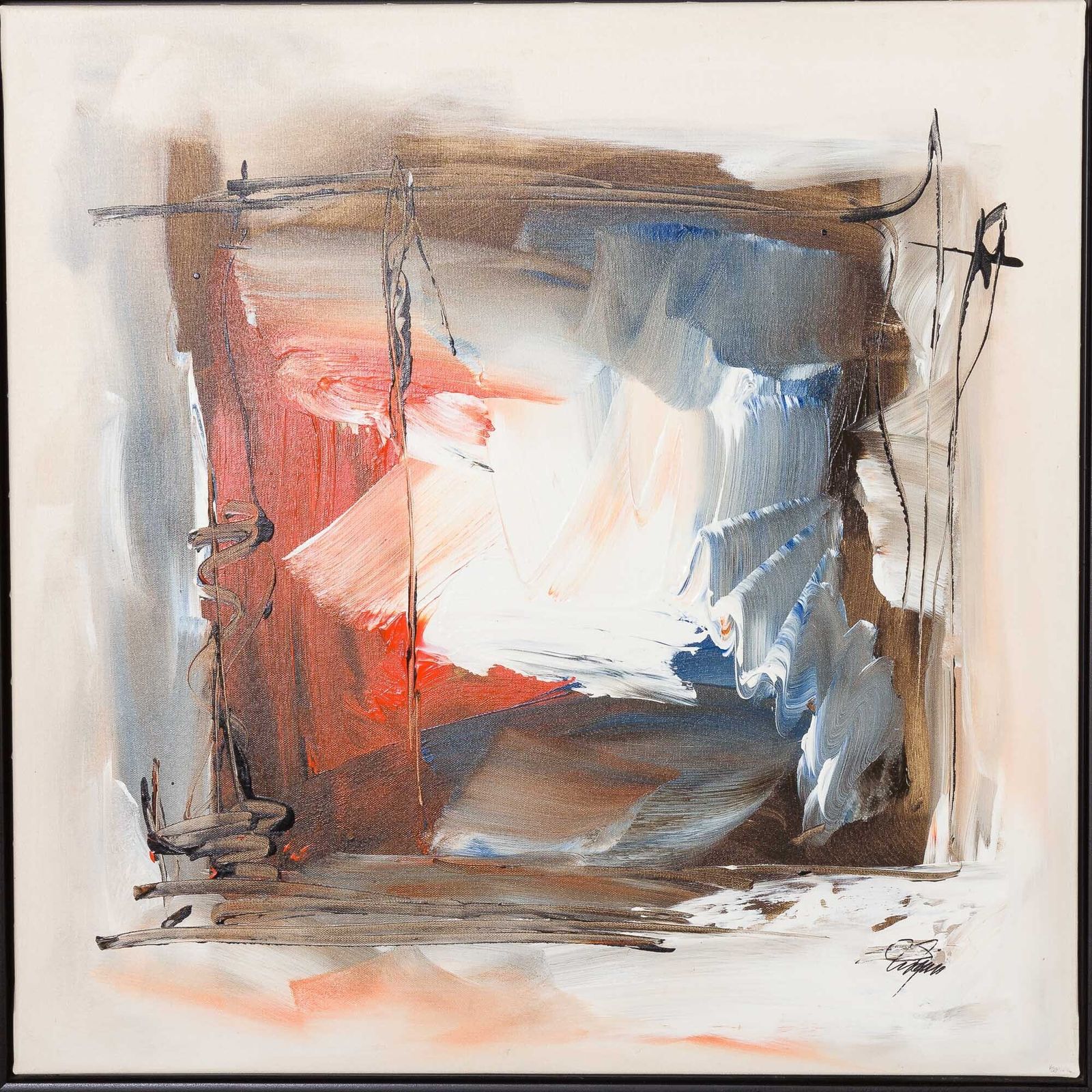 Two Abstract Paintings, Denmark, End Of 20th Century photo Art