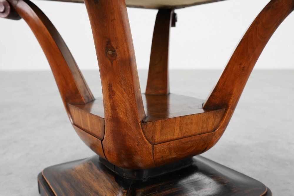 Art Deco Walnut Stools With Fabric, Italy, 1920s, Set Of 2 photo 4149.0