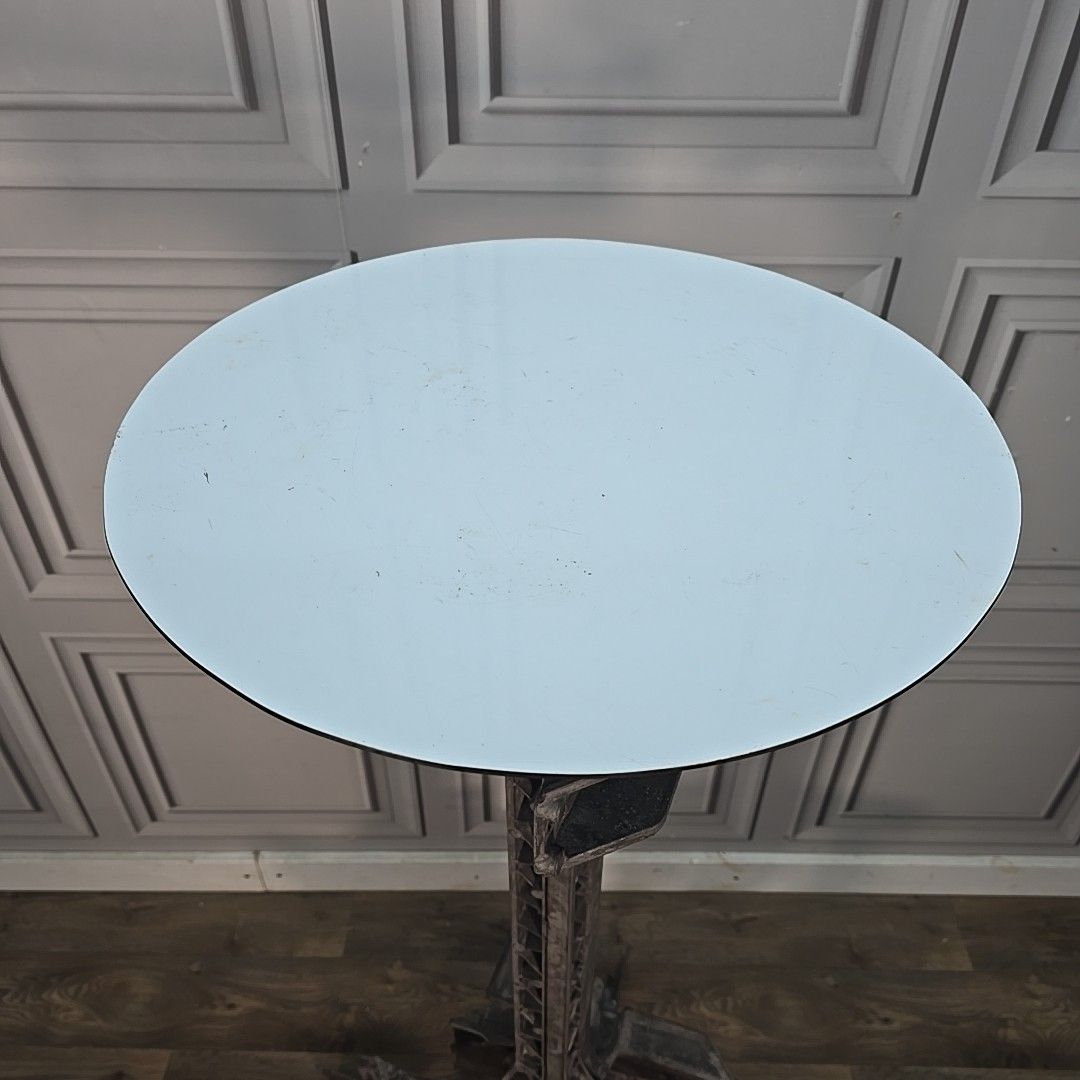 Industrial Tall Table Plant Stand Up Cycled Land Rover Car Parts Metal Base photo for sale