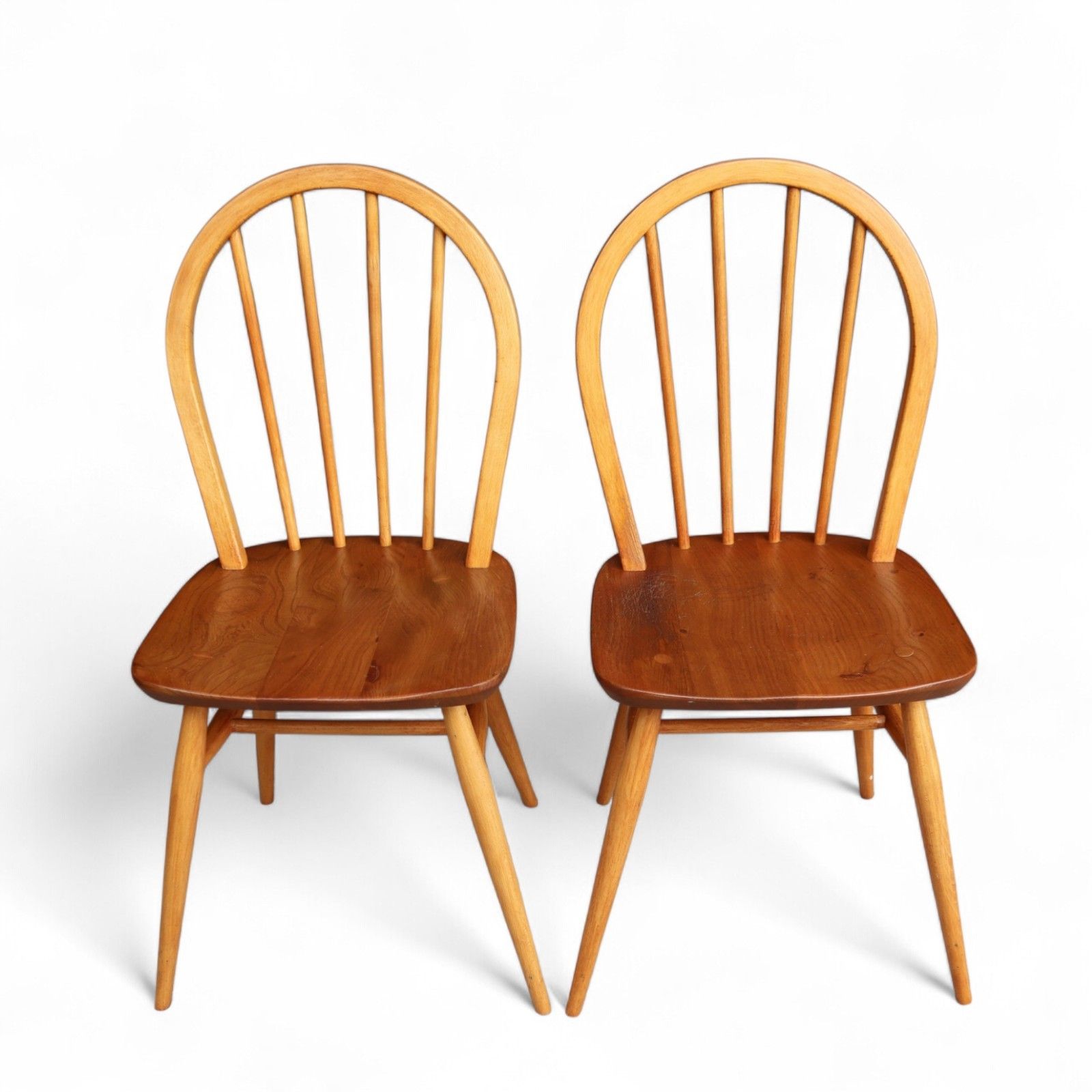 Vintage Set Of 4 Ercol Blonde Hoop Back Dining Chairs photo vintage