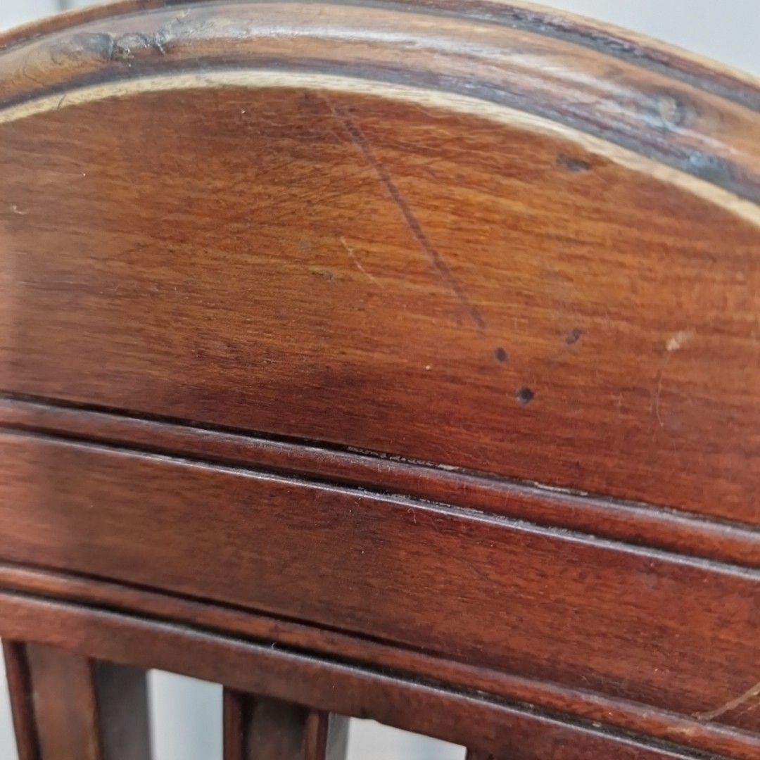 photo vinterior Pair Antique Dining Chairs Slat Back Upholstered Hall Seats Wooden Vintage