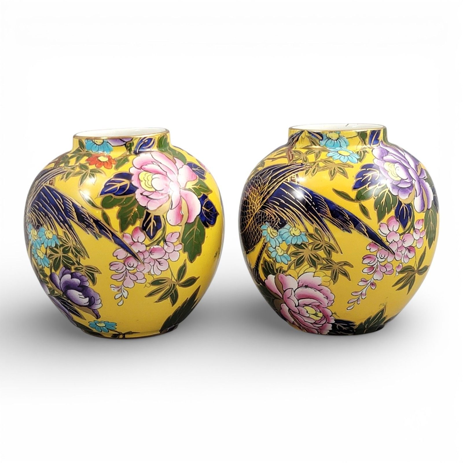 Edwardian Mason’s Patent Ironstone Oriental Vases With Exotic Bird, Circa 1915 photo furniture