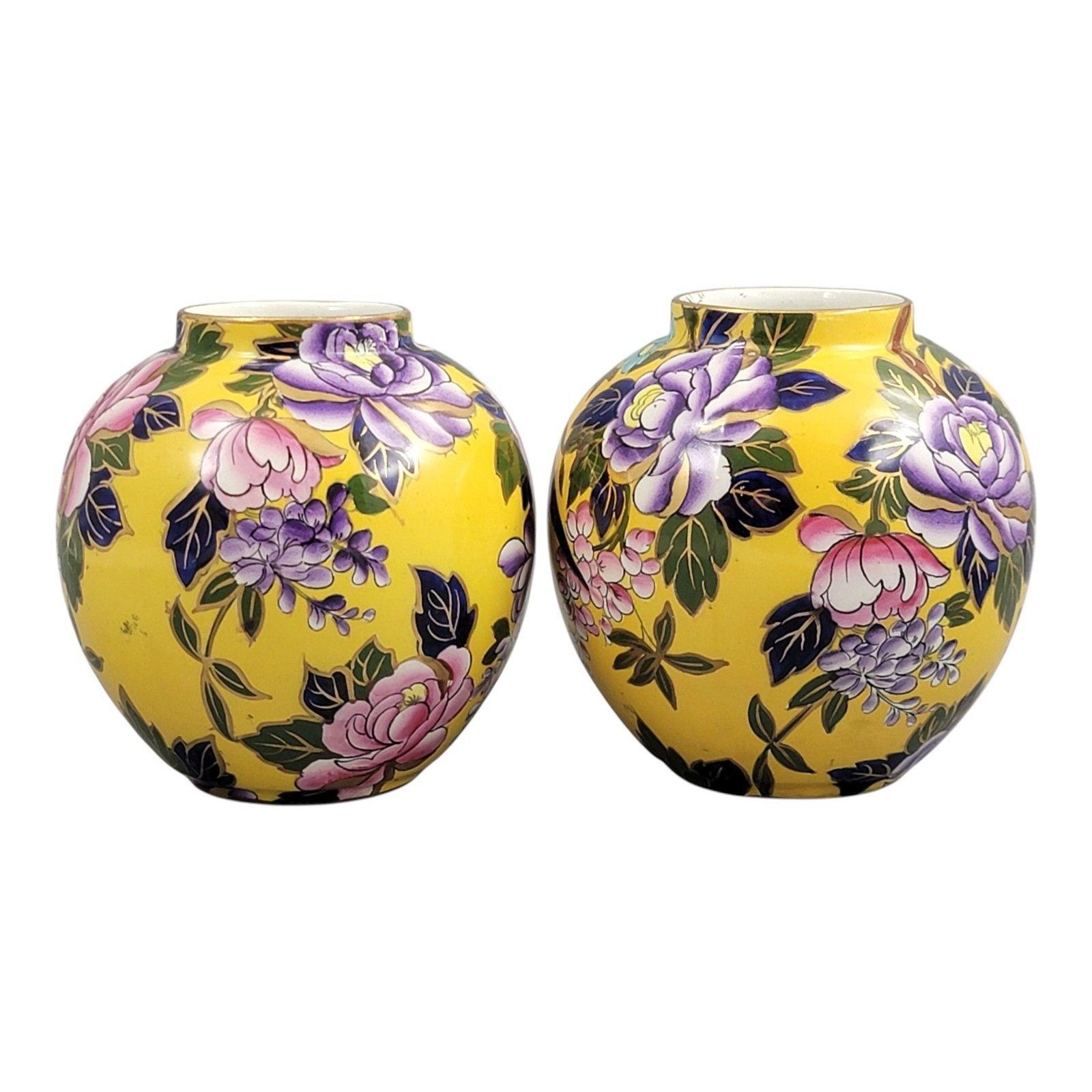 Edwardian Mason’s Patent Ironstone Oriental Vases With Exotic Bird, Circa 1915 photo for sale