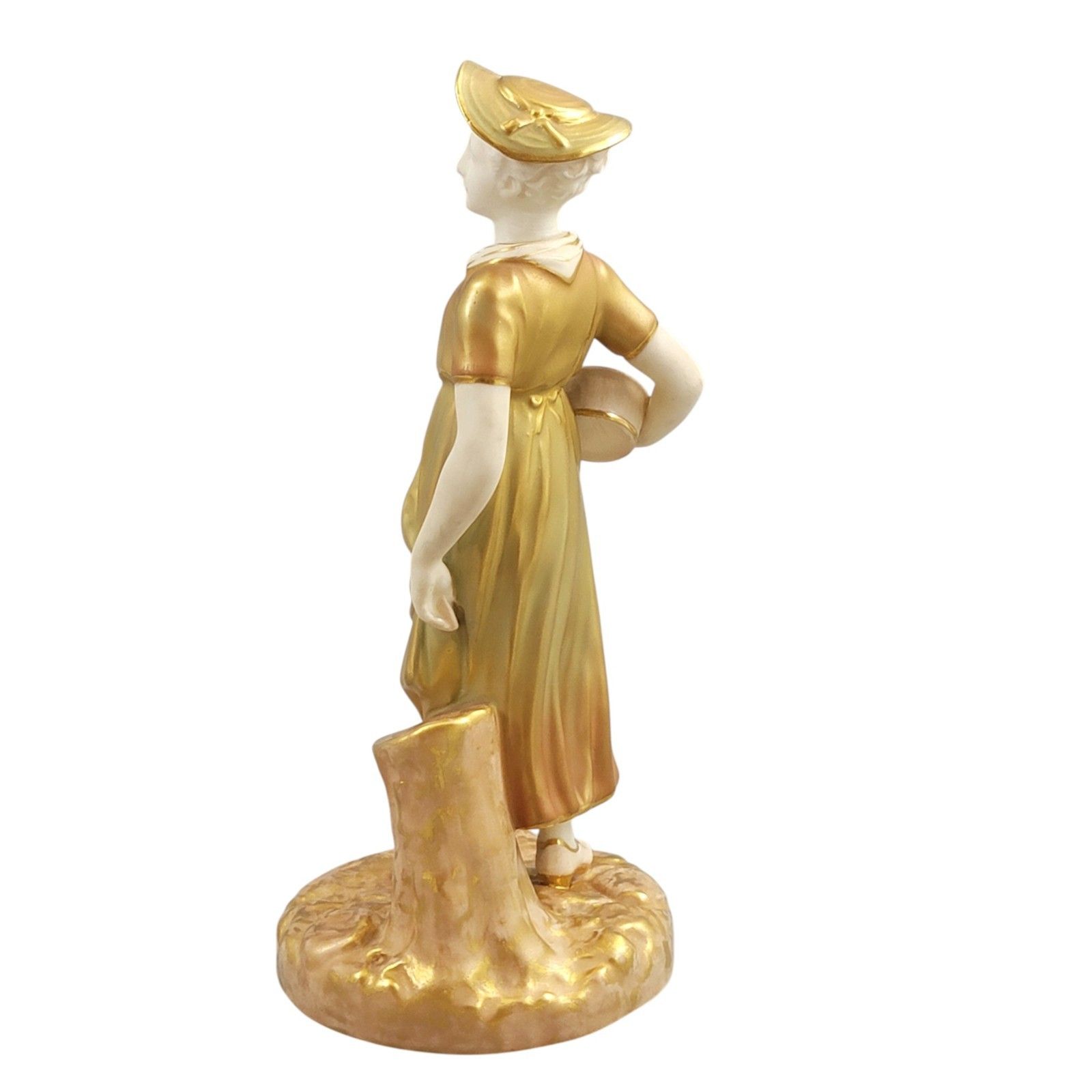 Royal Worcester Porcelain Figure Of A Girl With Bowl, Designed By James Hadley, photo for sale