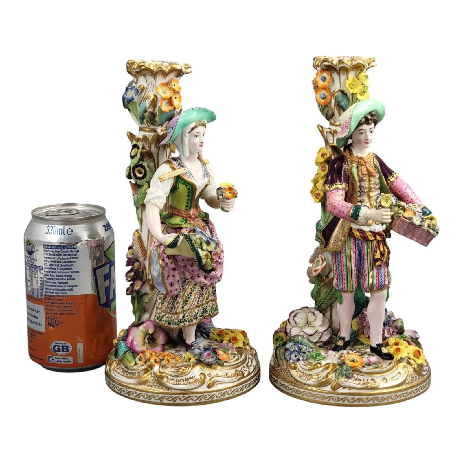 A Rare Pair Of Minton Porcelain Figural Candlesticks, Pattern No.192 C.1835–1836 photo vintage