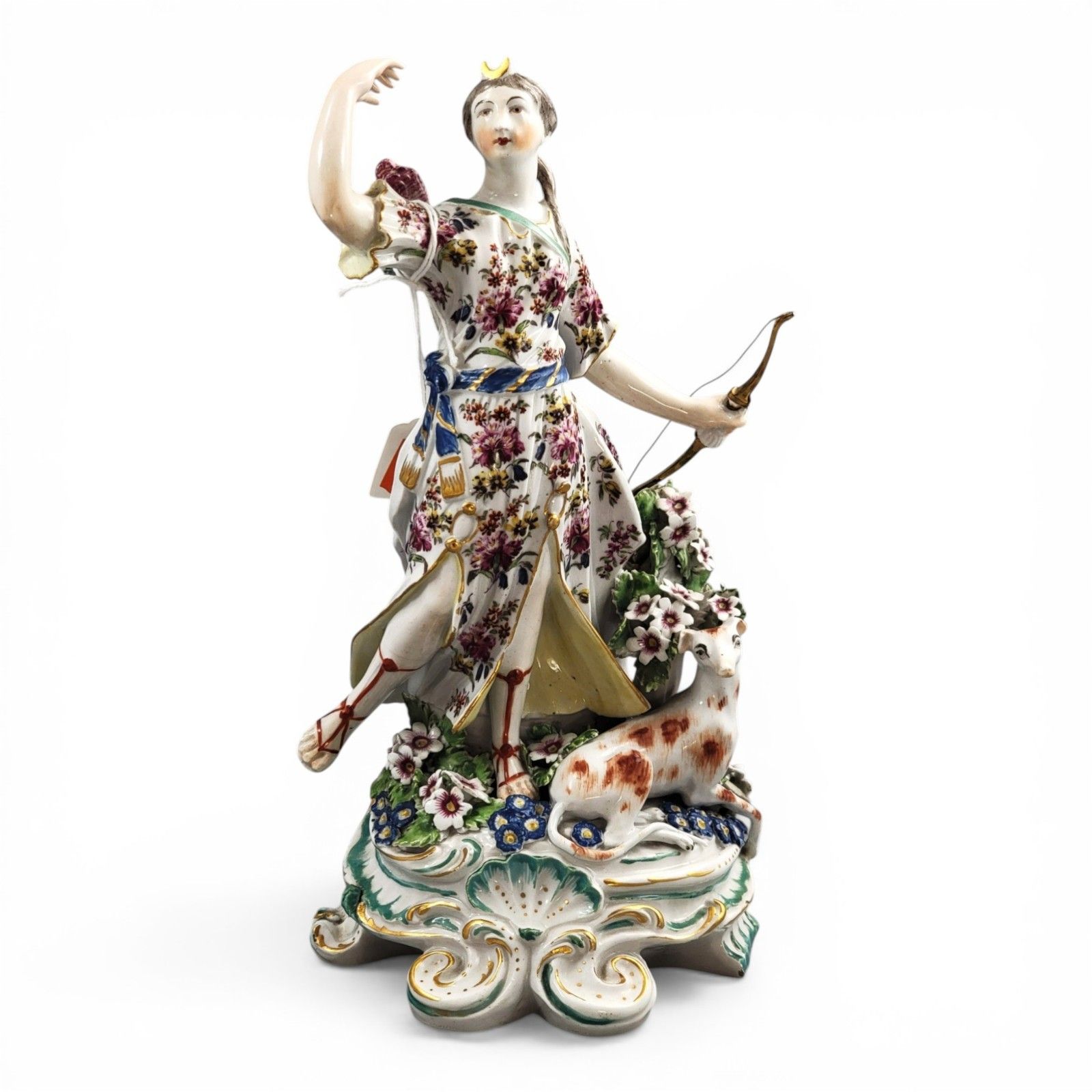 Derby Porcelain Figure Of Diana With A Hunting Dog, Patch Period Circa 1760–1765