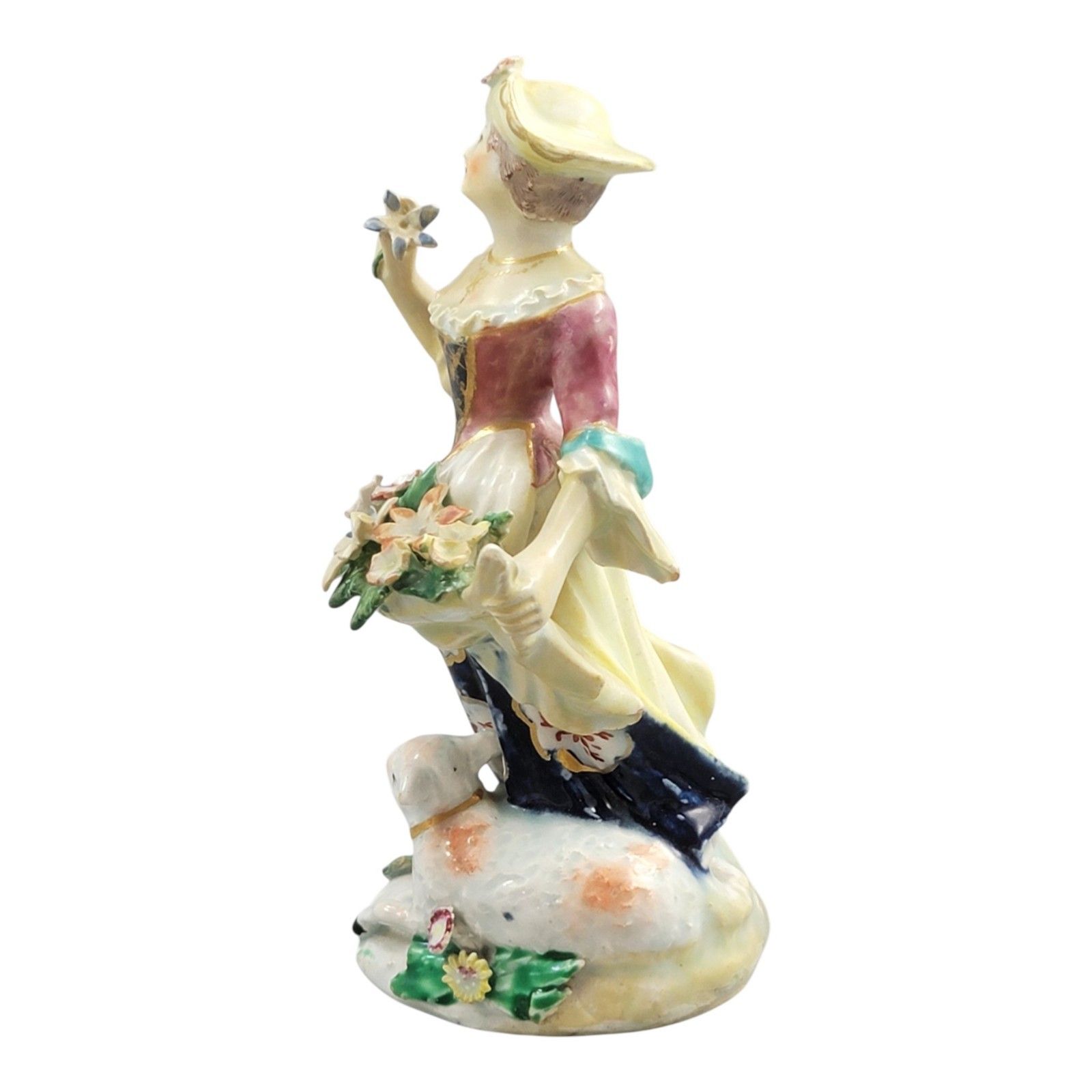 18th Century Bow Porcelain Figure Of A Lady With Lamb And Flowers, C.1760 photo furniture