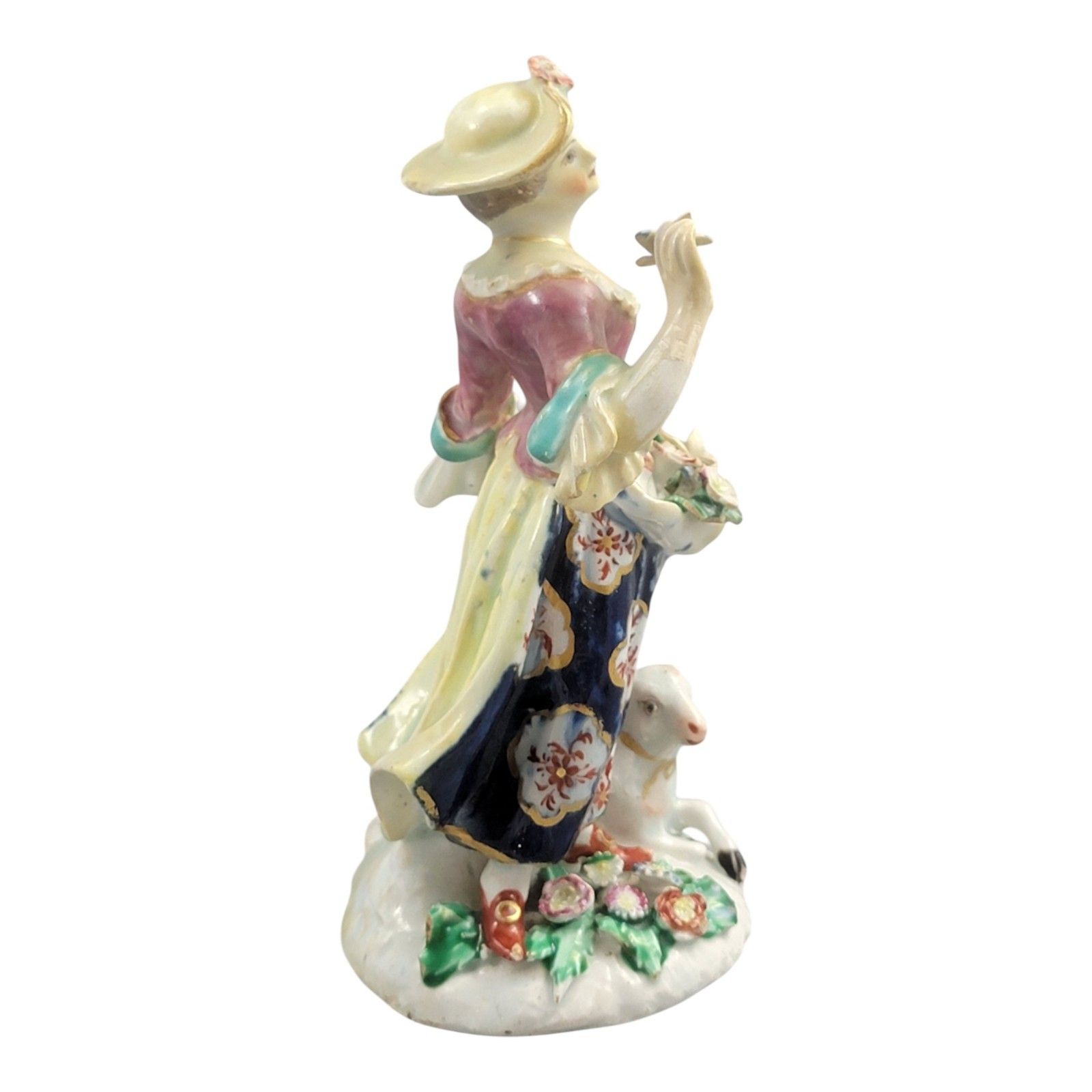 18th Century Bow Porcelain Figure Of A Lady With Lamb And Flowers, C.1760 photo Home Decor