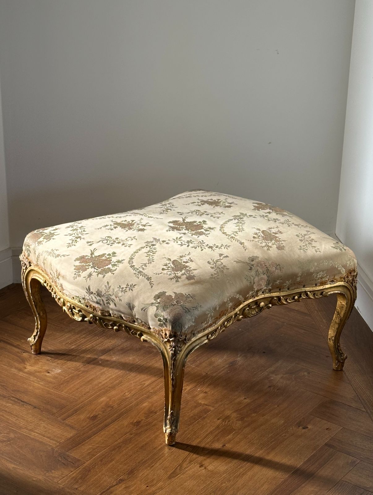 A French 19th Century Carved Giltwood And Parcel Gilt Centre Stool photo for sale