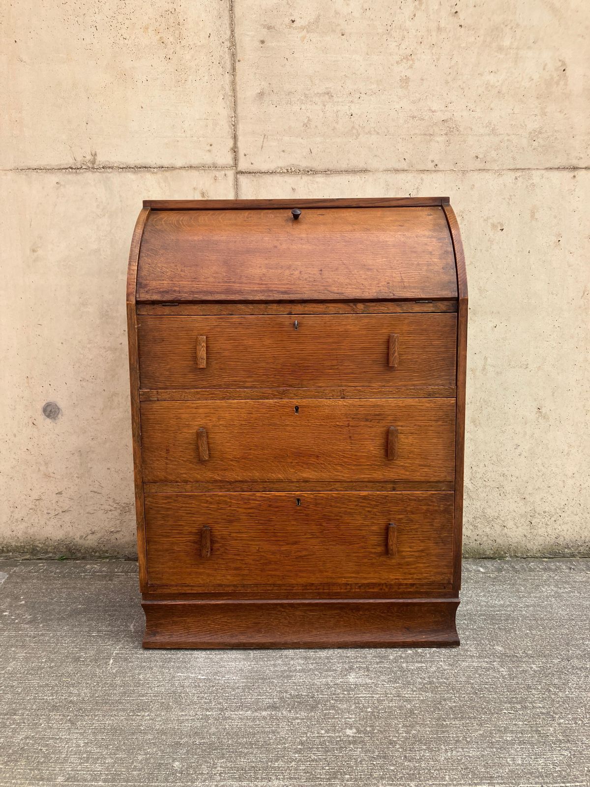1920's English Art Deco Secretaire Desk Bureau In Oak photo 1220.0