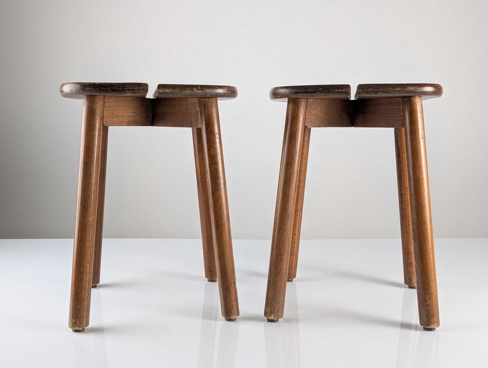 Pair Of Wooden Stools By Pierre Gautier Delaye, France, 1960s photo buy