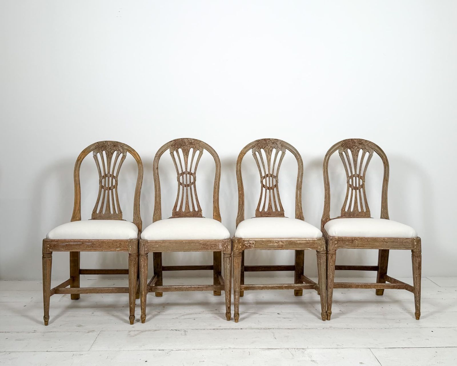 Four Gustavian Dining Chairs, 18th Century And Earlier