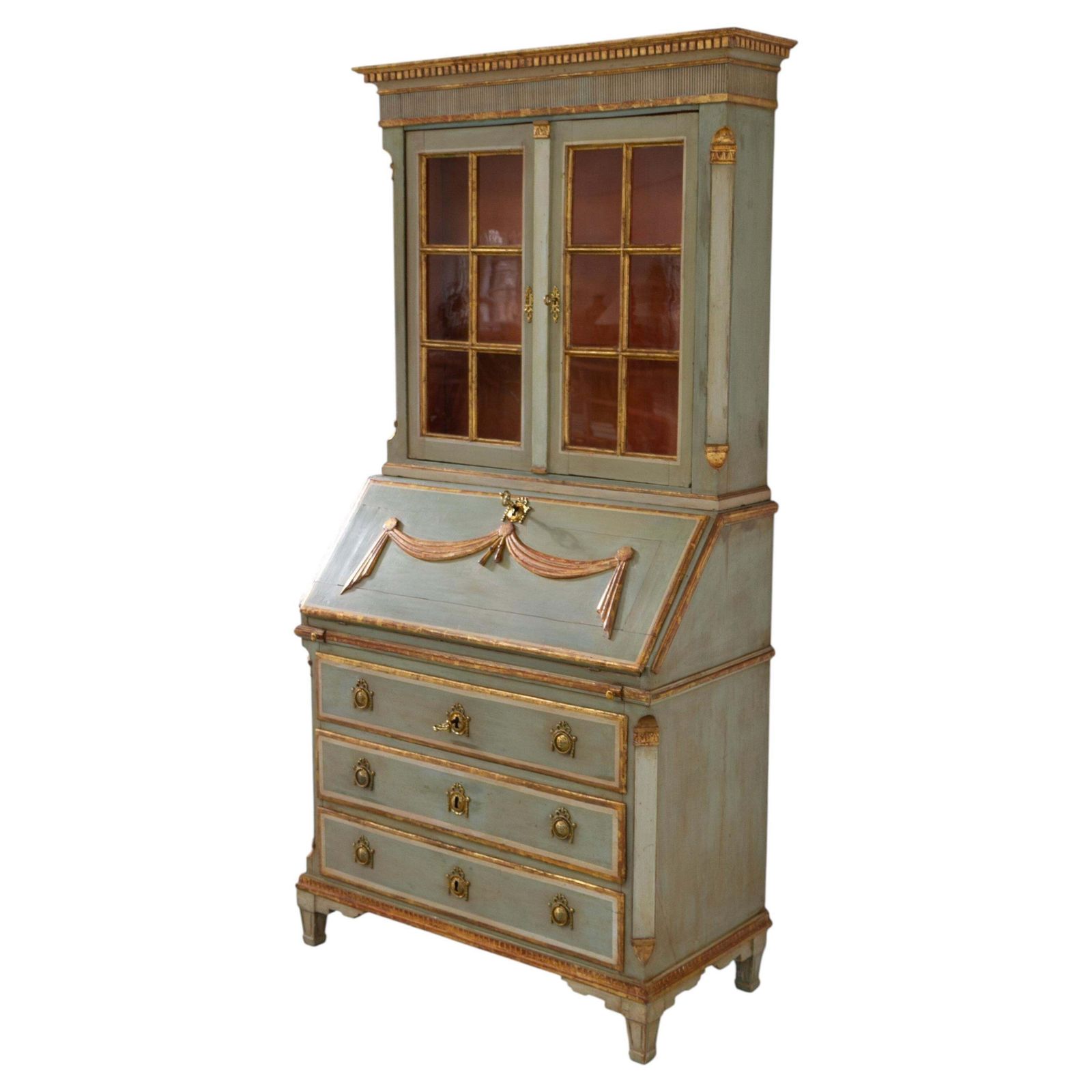 Danish Gustavian Green Secretary Cabinet, 1780s. photo furniture