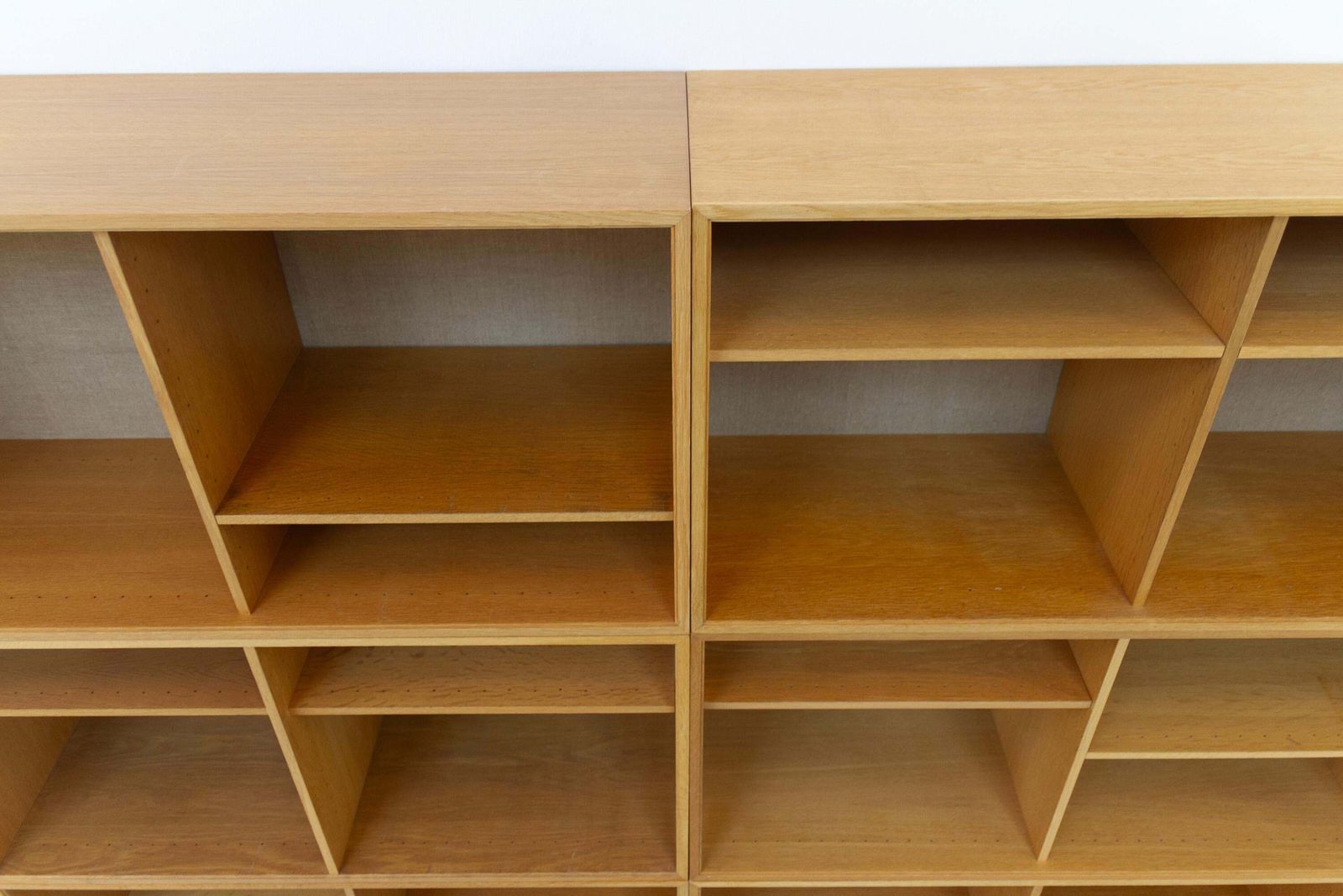 Danish Modern Modular Oak And Hessian Bookcases By Hg, 1970s. Set Of 6. photo vintage