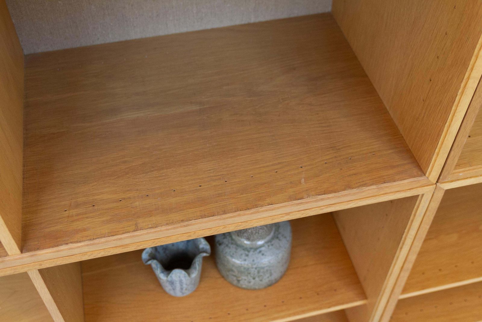 photo vinterior Danish Modern Modular Oak And Hessian Bookcases By Hg, 1970s. Set Of 6.