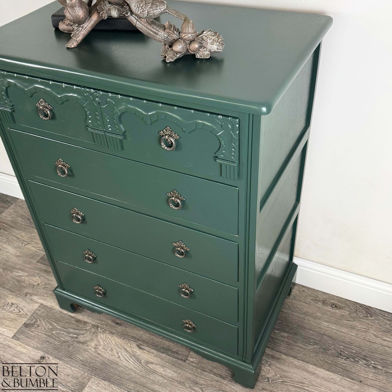 Five Drawer Chest Of Drawers In Dark Jewel Green photo Furniture