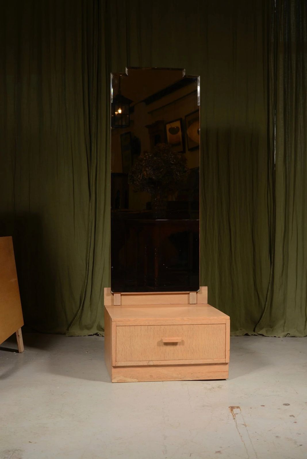 A Heal's Style Pale Oak Cheval Dressing Mirror By Good Furniture Units Ltd.   C.1930 photo for sale