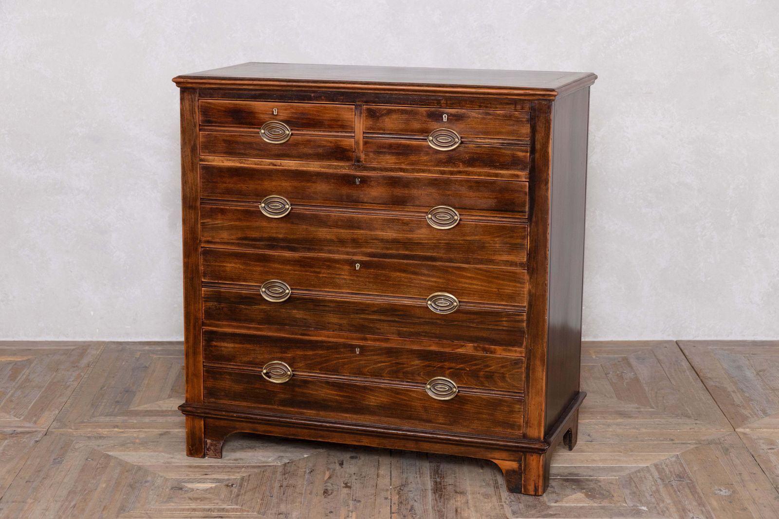 Rustic Country Antique Fruitwood Chest Of Drawers