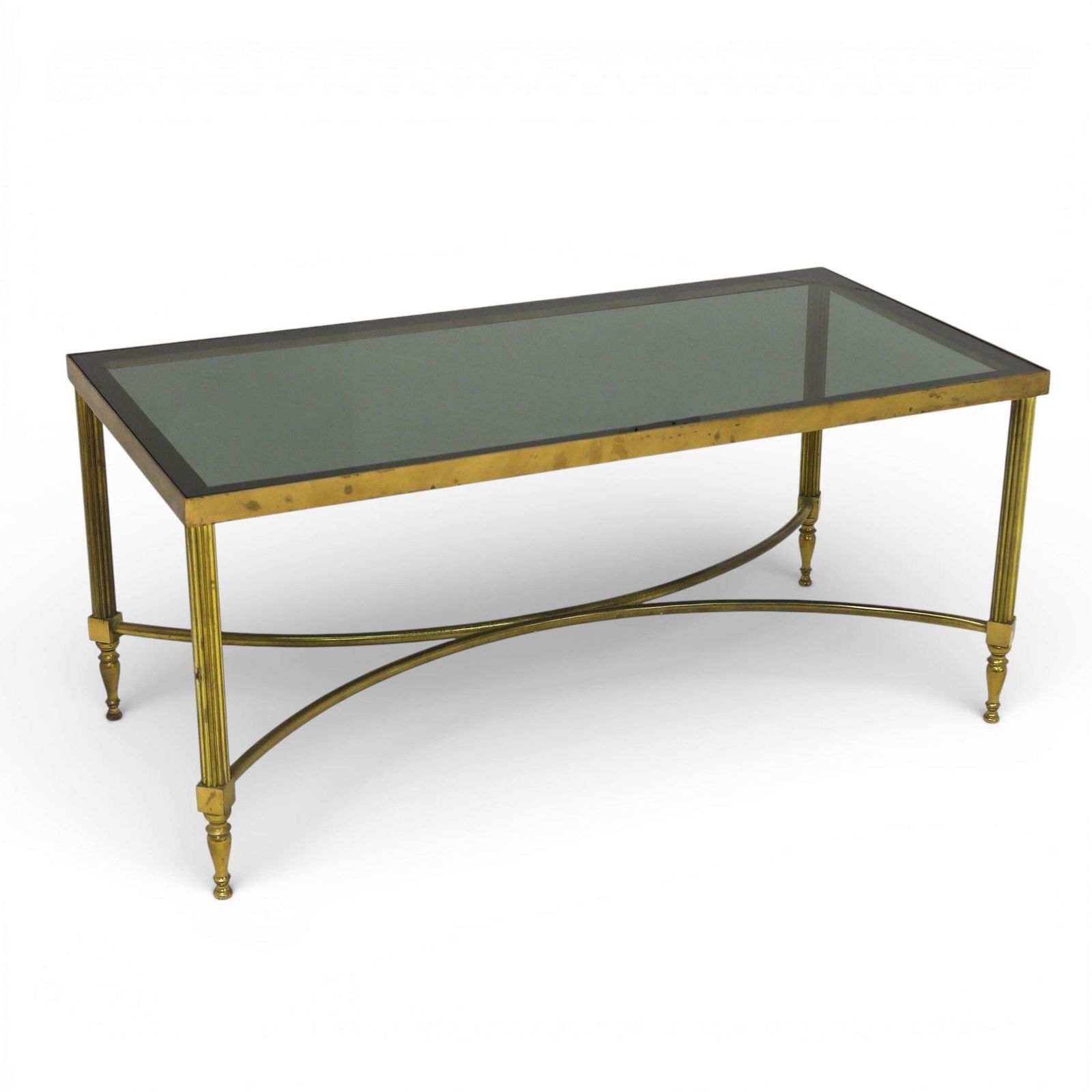 Mid 20th Century Hollywood Regency Brass And Smoked Glass Coffee Table