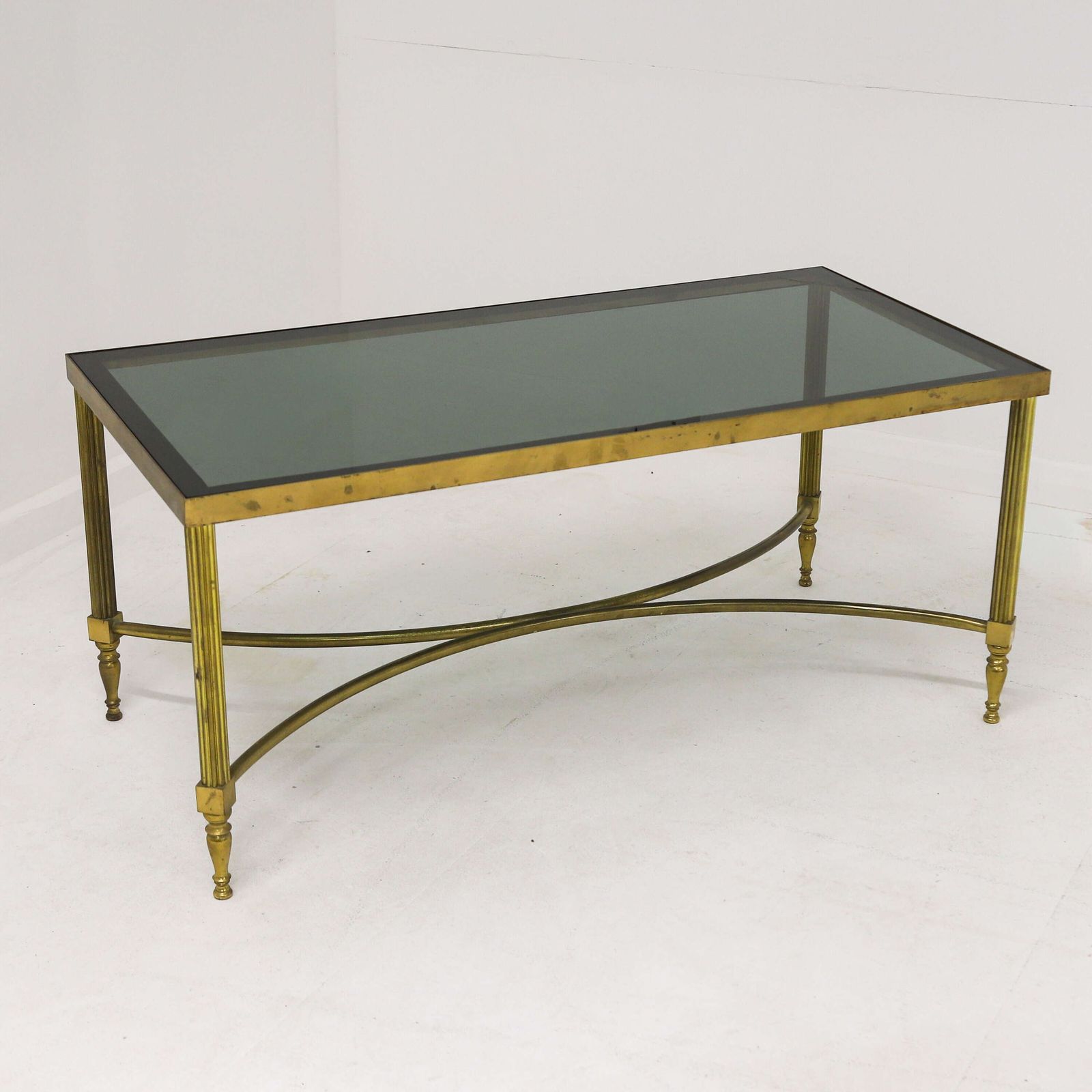 Mid 20th Century Hollywood Regency Brass And Smoked Glass Coffee Table photo furniture