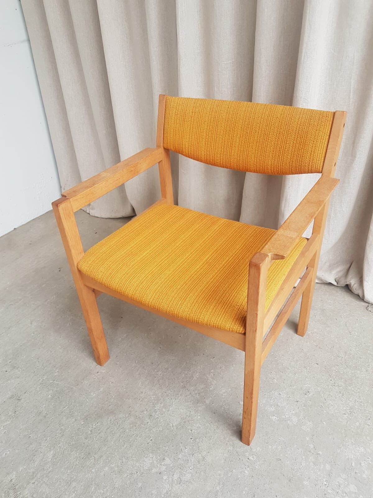 Vtg Mid Century Danish Oak Chair Side Armchair By Erik Wørts For Fdb Møbler R539 photo vintage